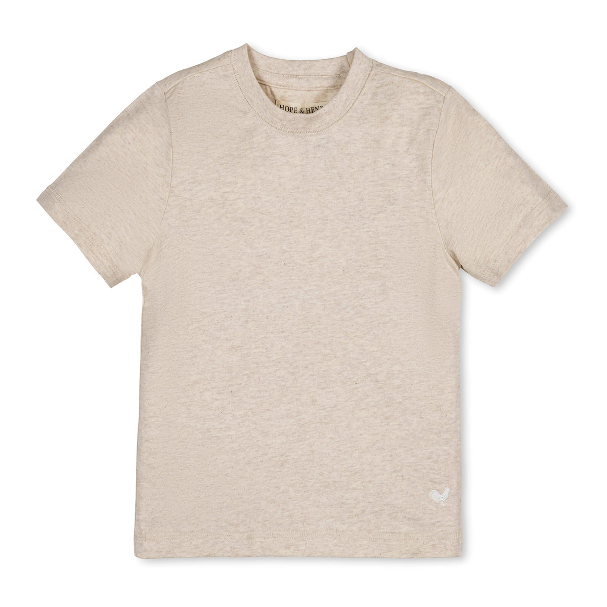 Organic Short Sleeve Henley Tee in Oatmeal Heather — front view