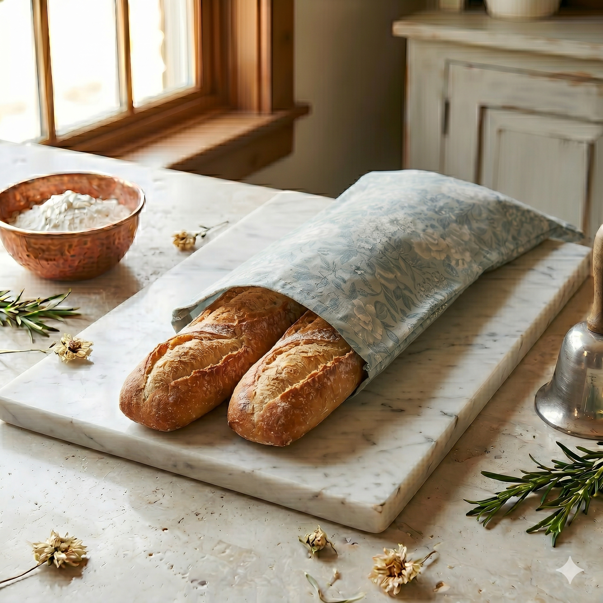 Beeswax baguette bag by Five Oaks Farm — extra-long, plastic-free bread storage