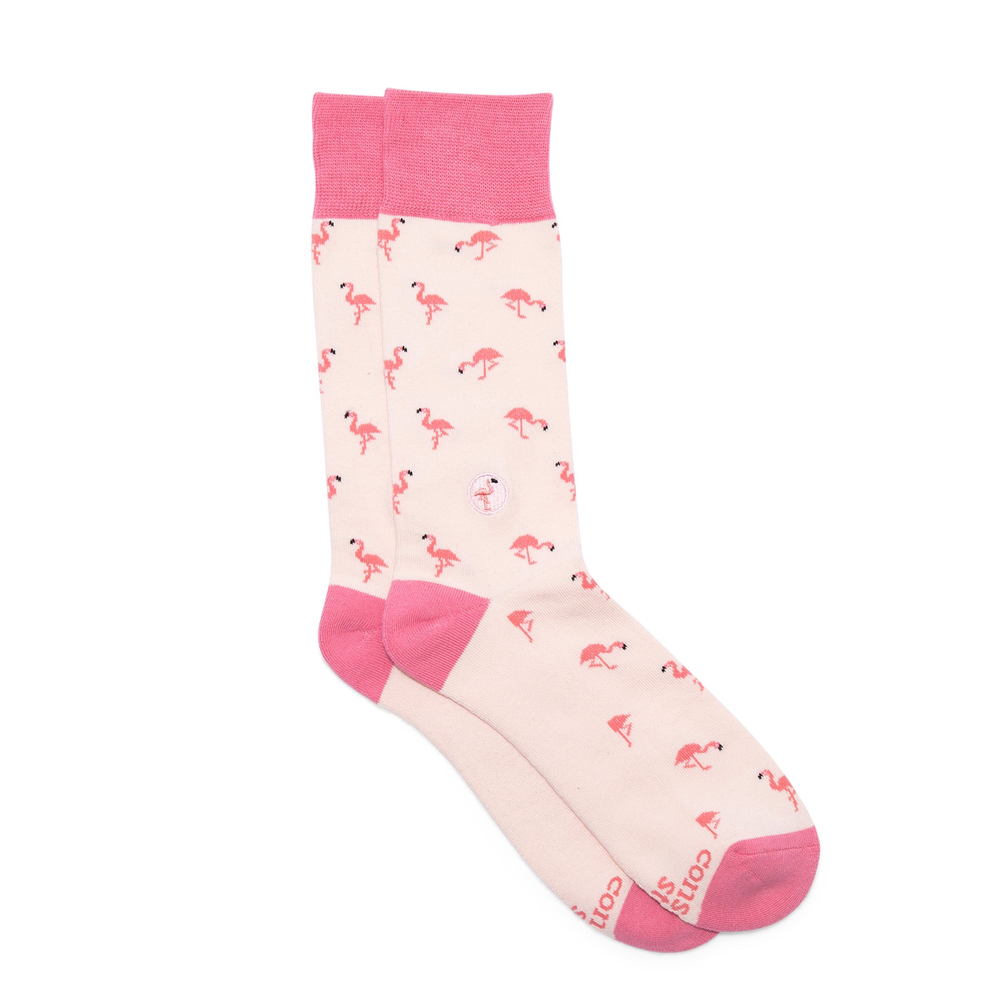 Pink flamingo organic cotton crew socks — Conscious Step