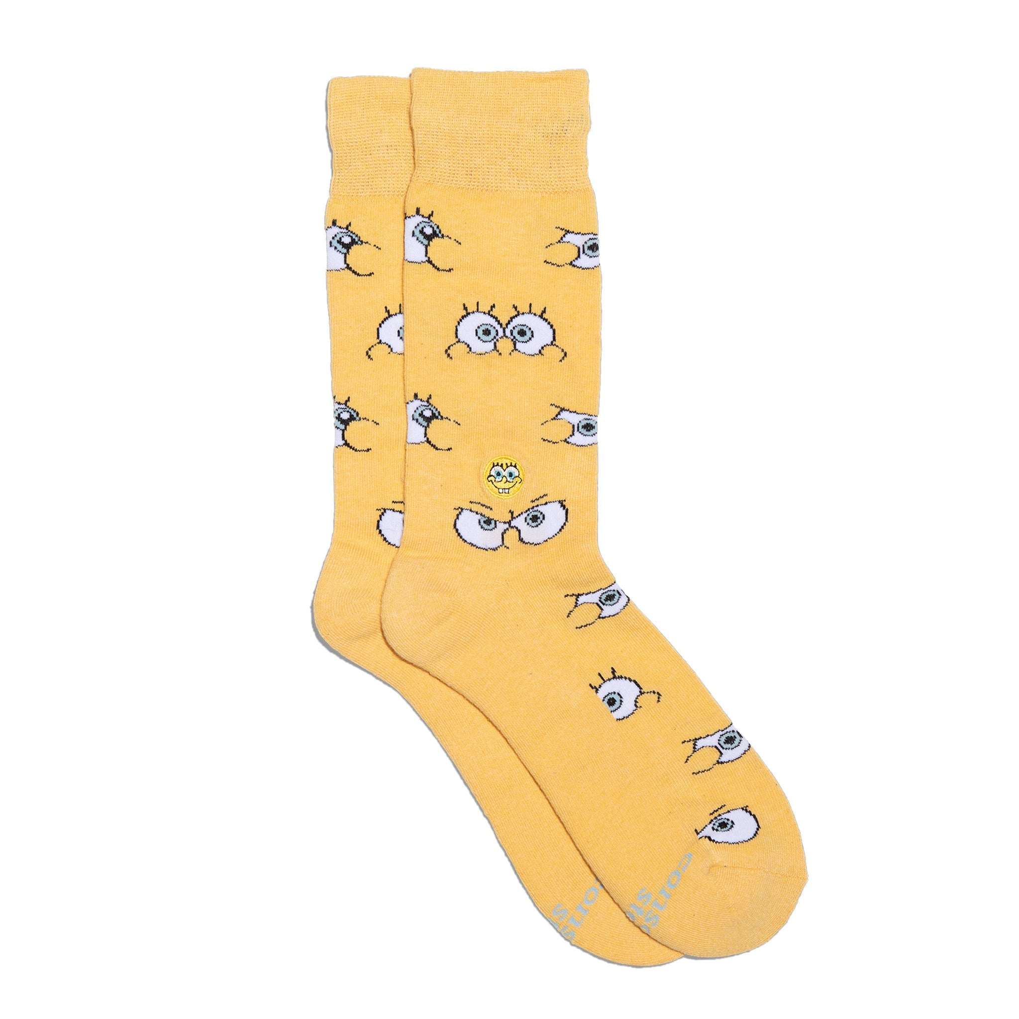 SpongeBob Socks by Conscious Step — bright yellow organic cotton crew socks, Protect Oceans