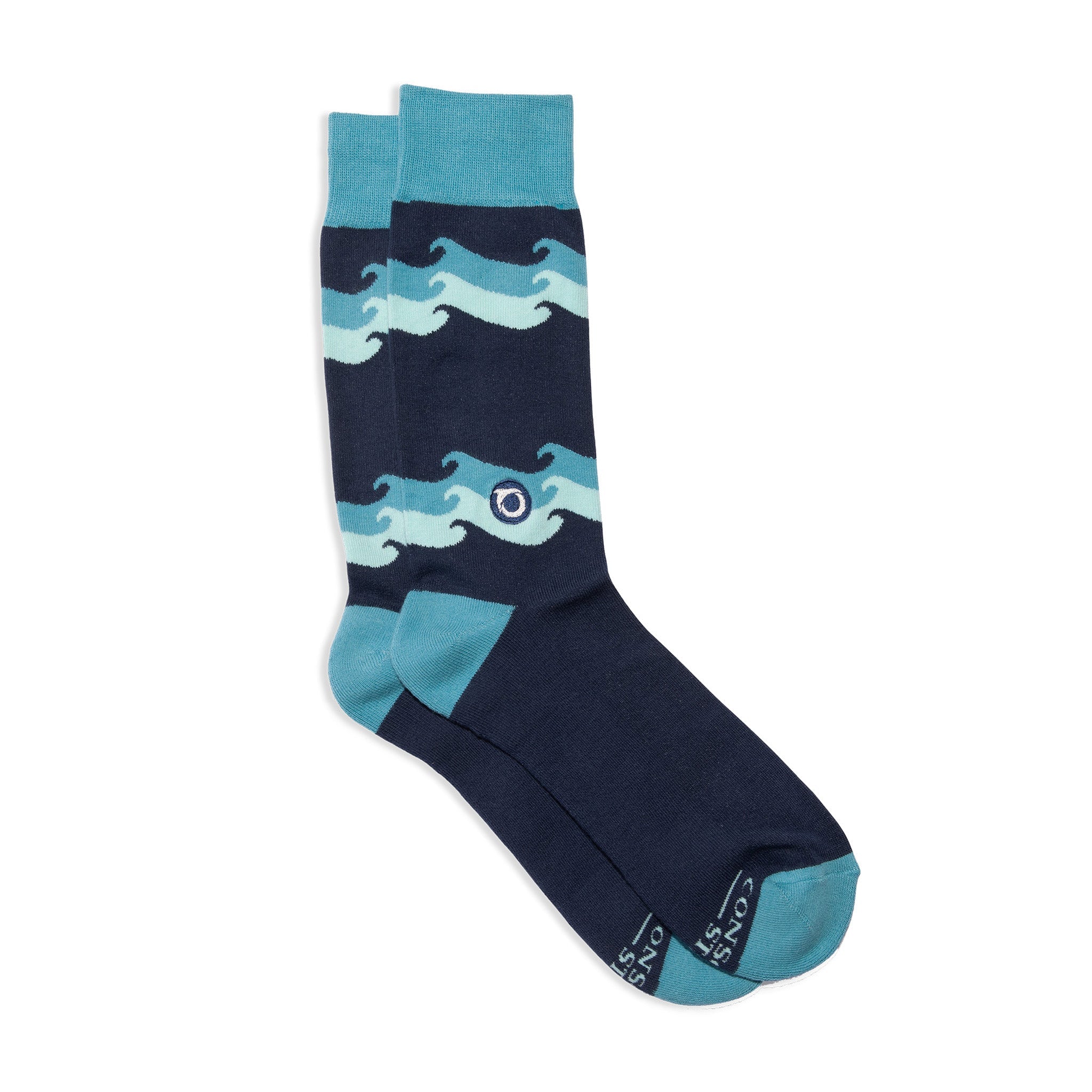 Socks that Protect Oceans by Conscious Step — wave-pattern organic cotton crew socks