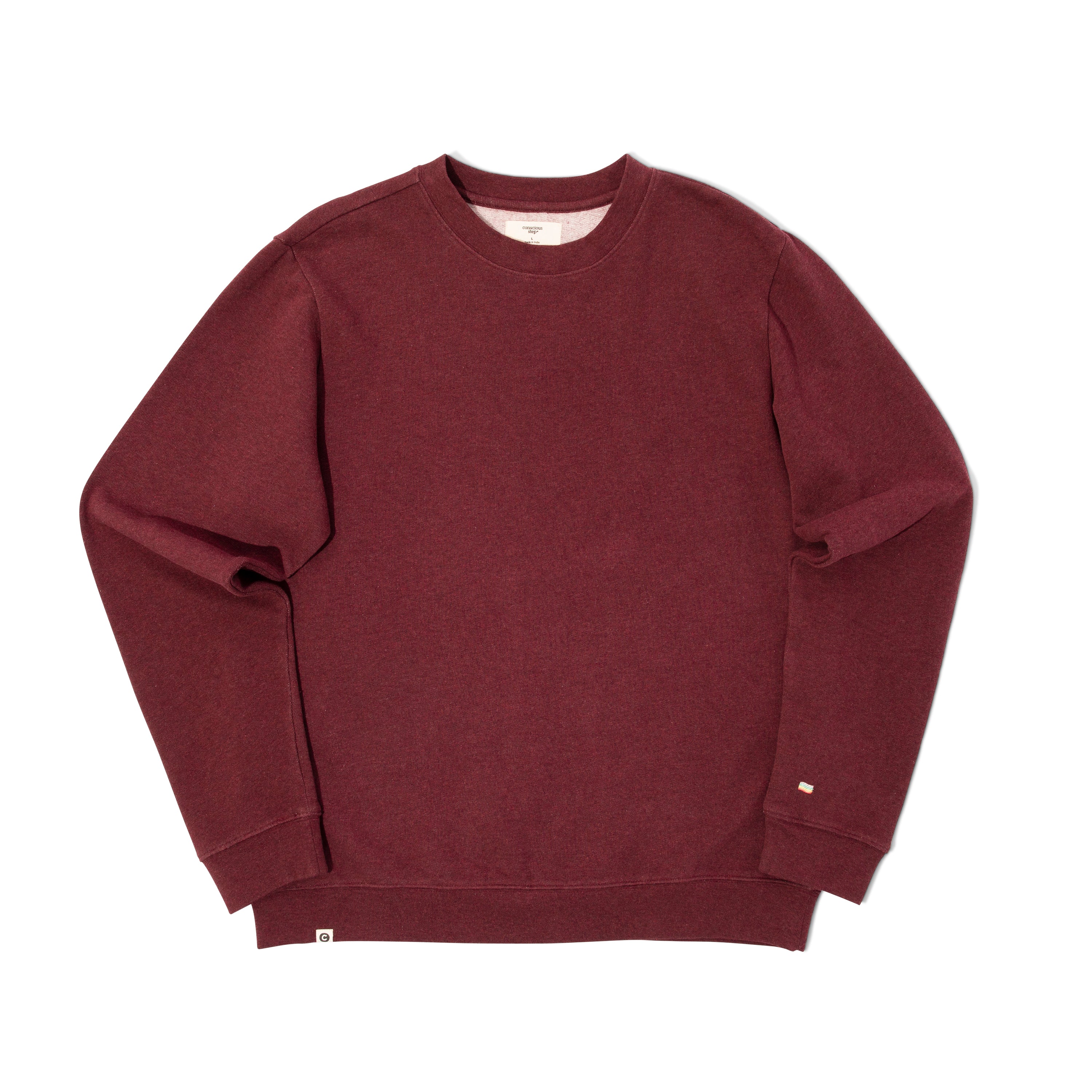 Maroon crewneck with rainbow flag embroidery — Conscious Step