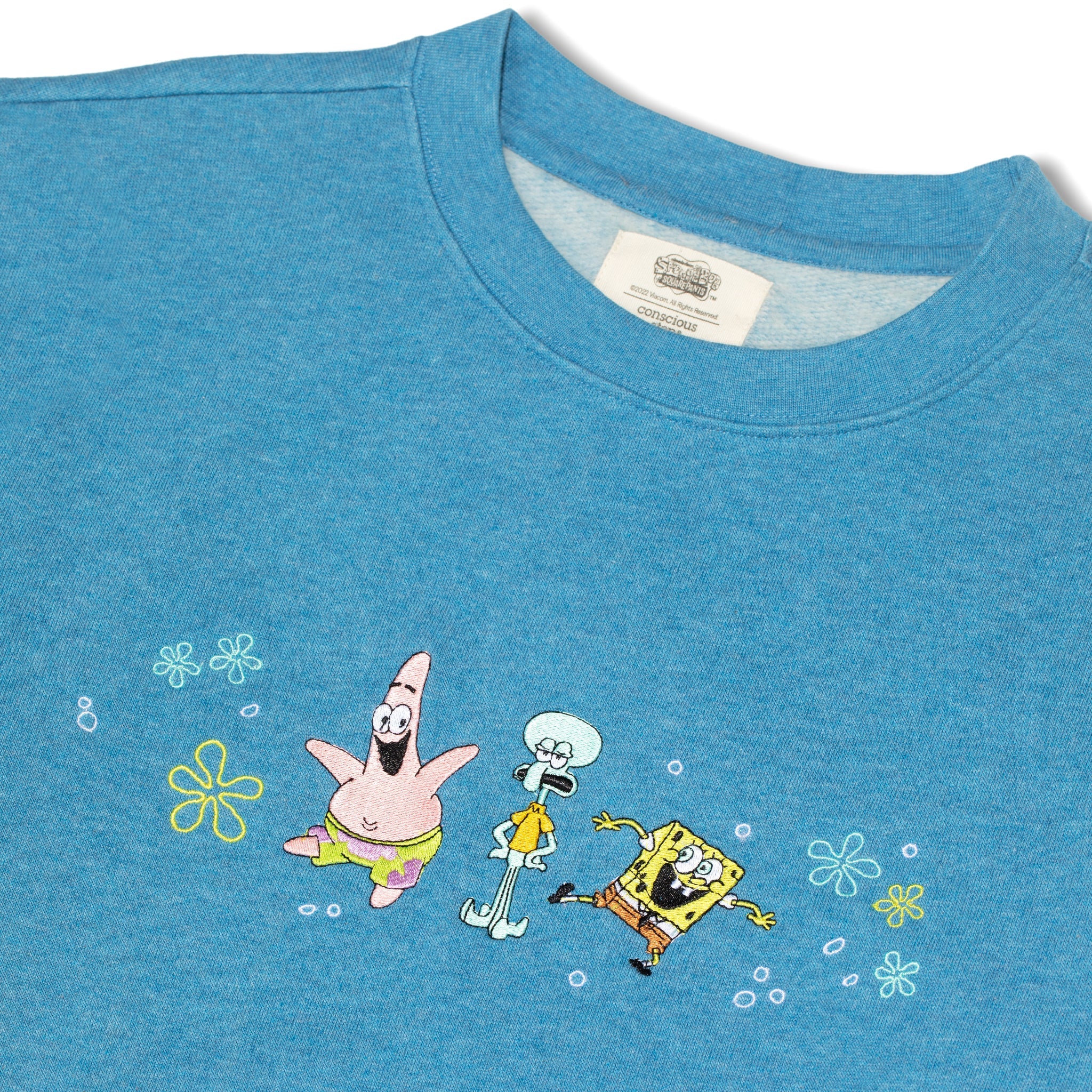 Blue organic cotton SpongeBob crewneck — Conscious Step