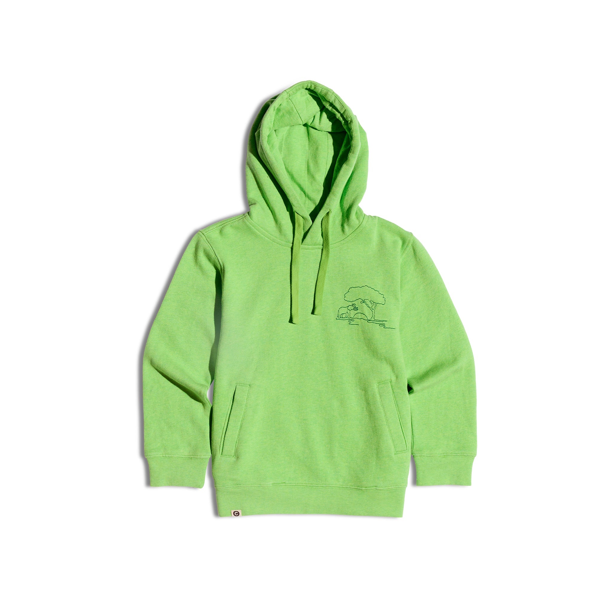 Kids Protect Elephants hoodie in green by Conscious Step — organic cotton