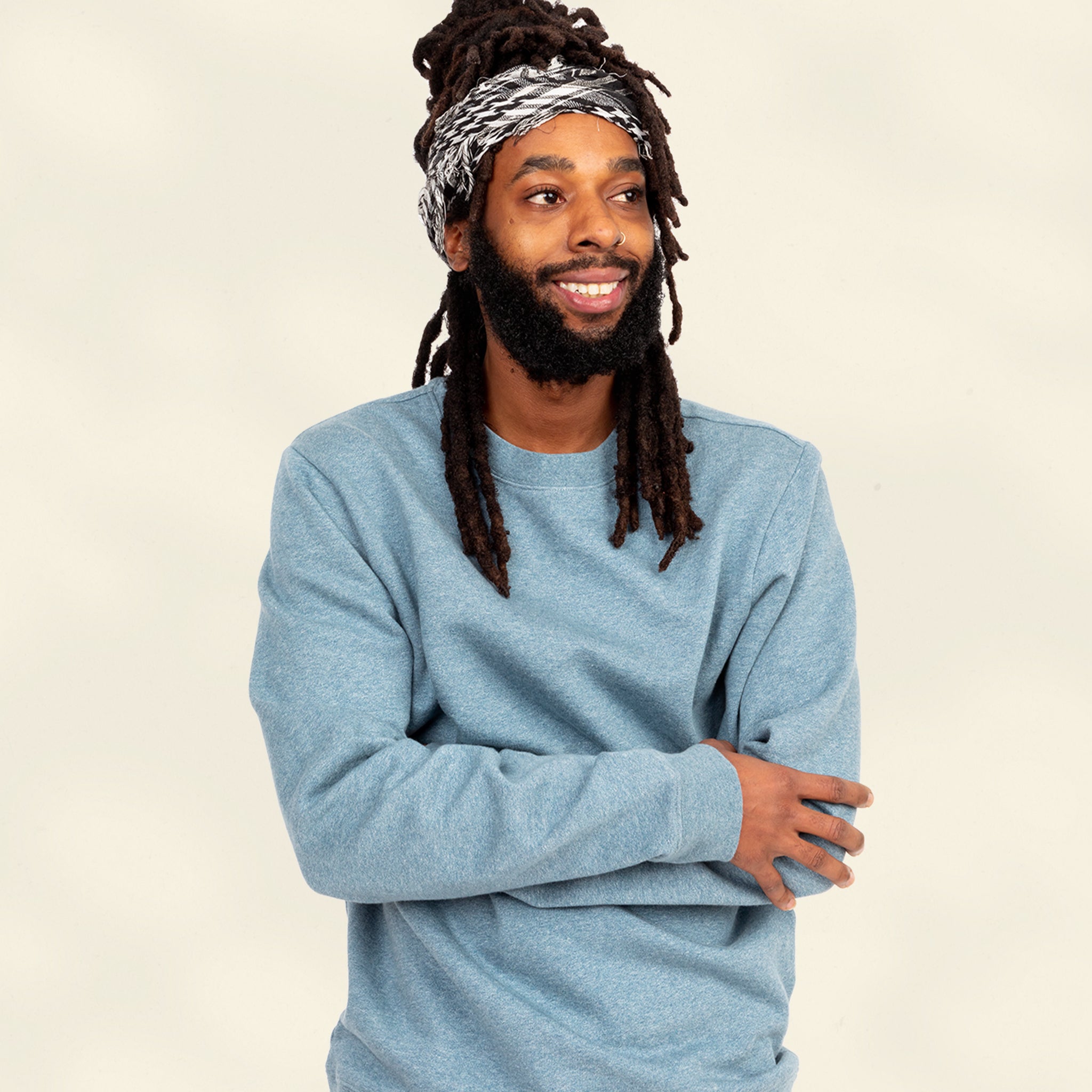 Support Mental Health crewneck in denim blue by Conscious Step — organic cotton