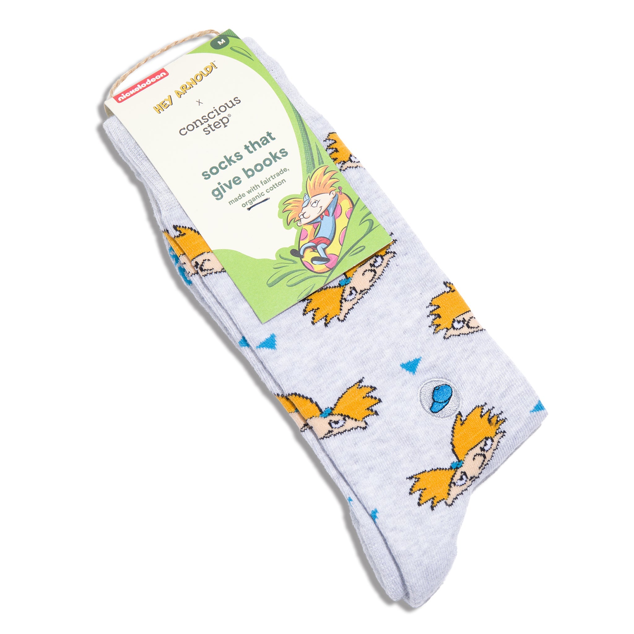 Gray Hey Arnold organic cotton crew socks — Conscious Step