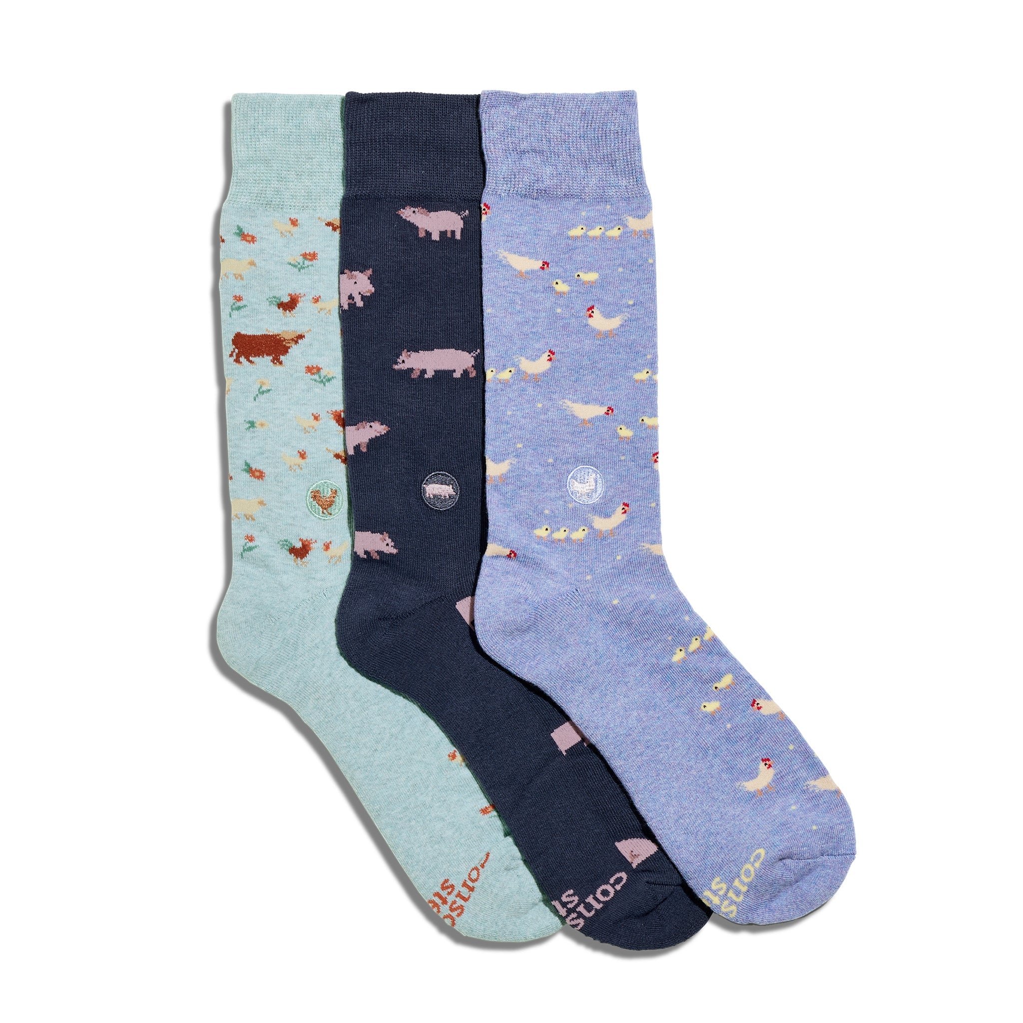 Save Farm Animals Gift Box — organic cotton crew socks with farm animal designs, gives back