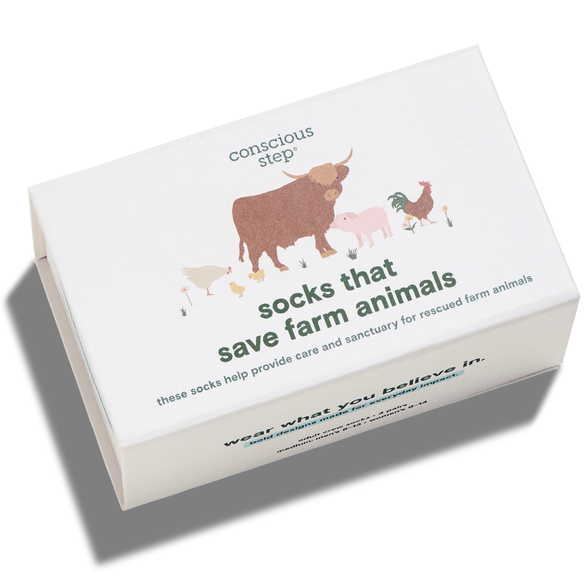 Save Farm Animals Gift Box — organic cotton crew socks with farm animal designs, gives back