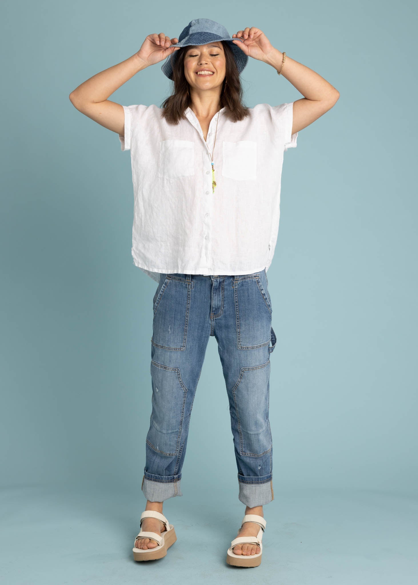 Good Boyfriend Linen Short Sleeve Shirt - Creme White