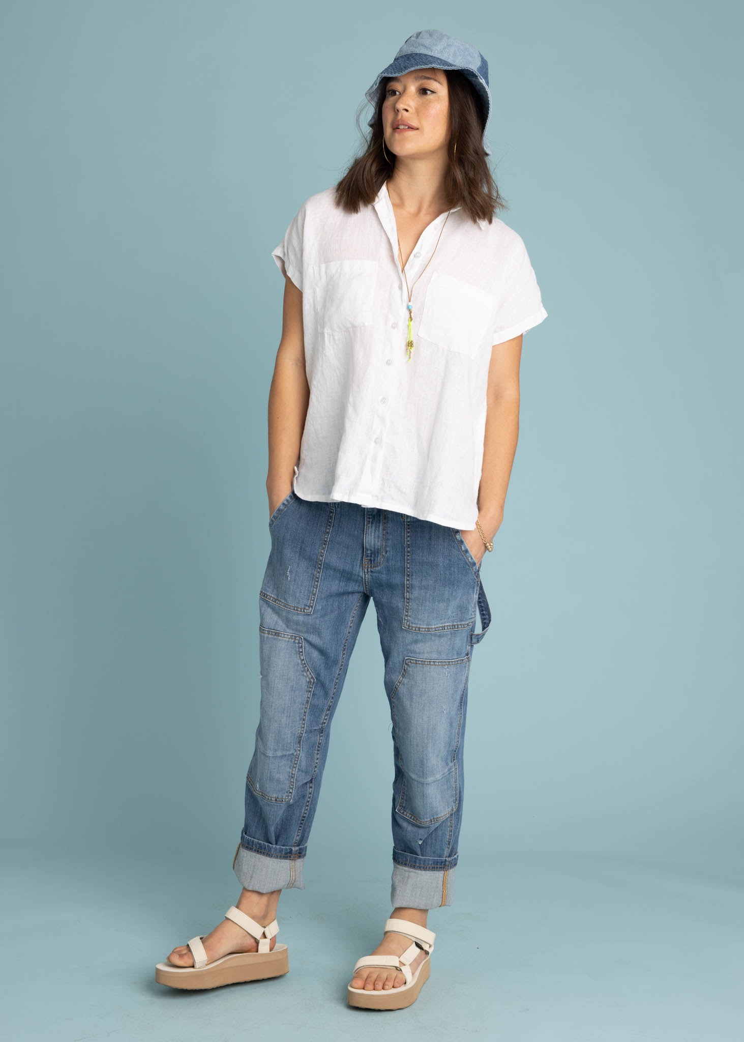 Good Boyfriend Linen Short Sleeve Shirt - Creme White