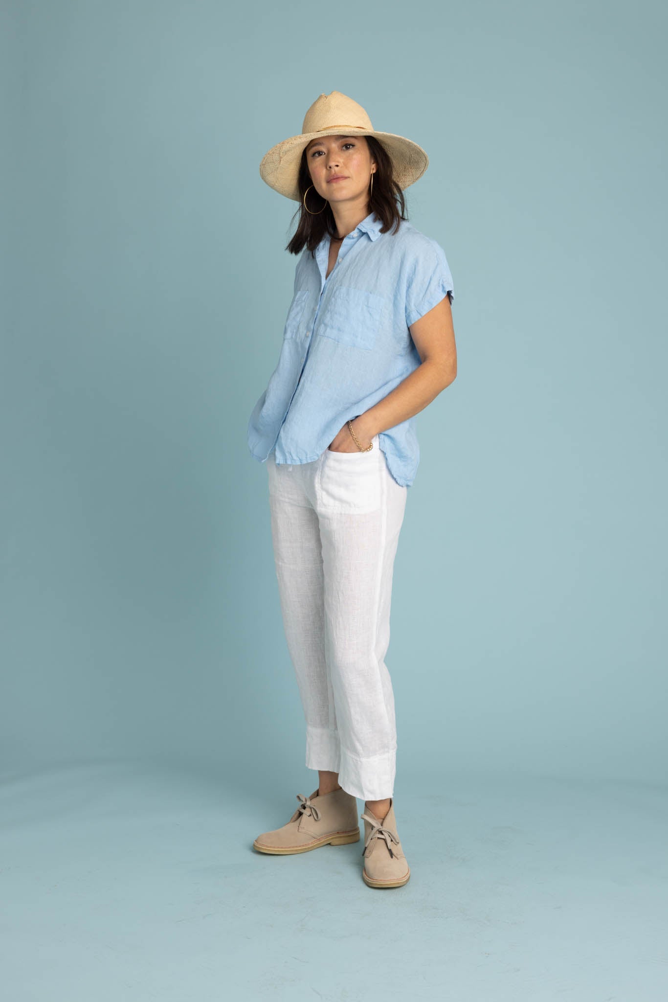 Good Boyfriend Linen Short Sleeve Shirt - Sky