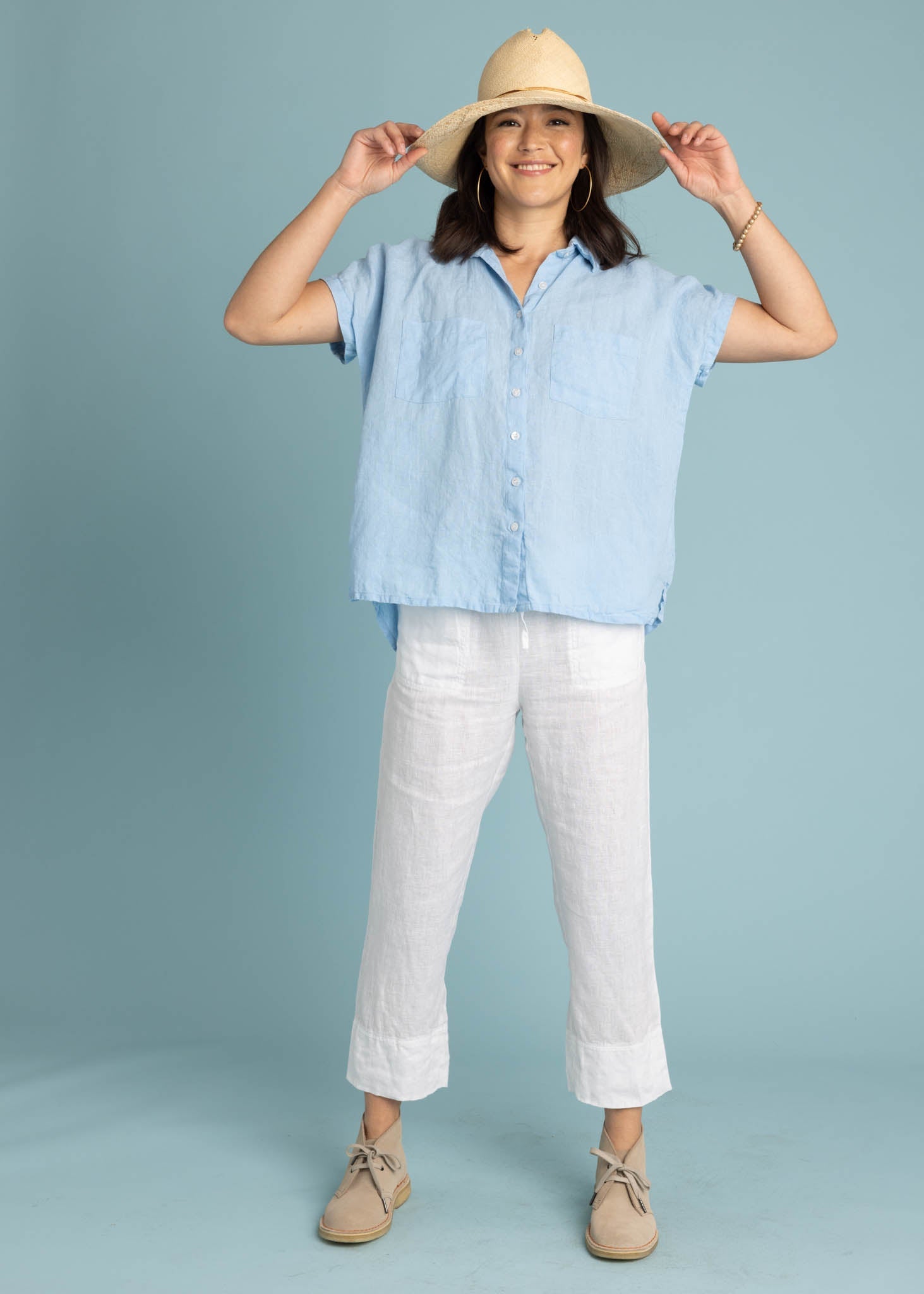 Good Boyfriend Linen Short Sleeve Shirt - Sky