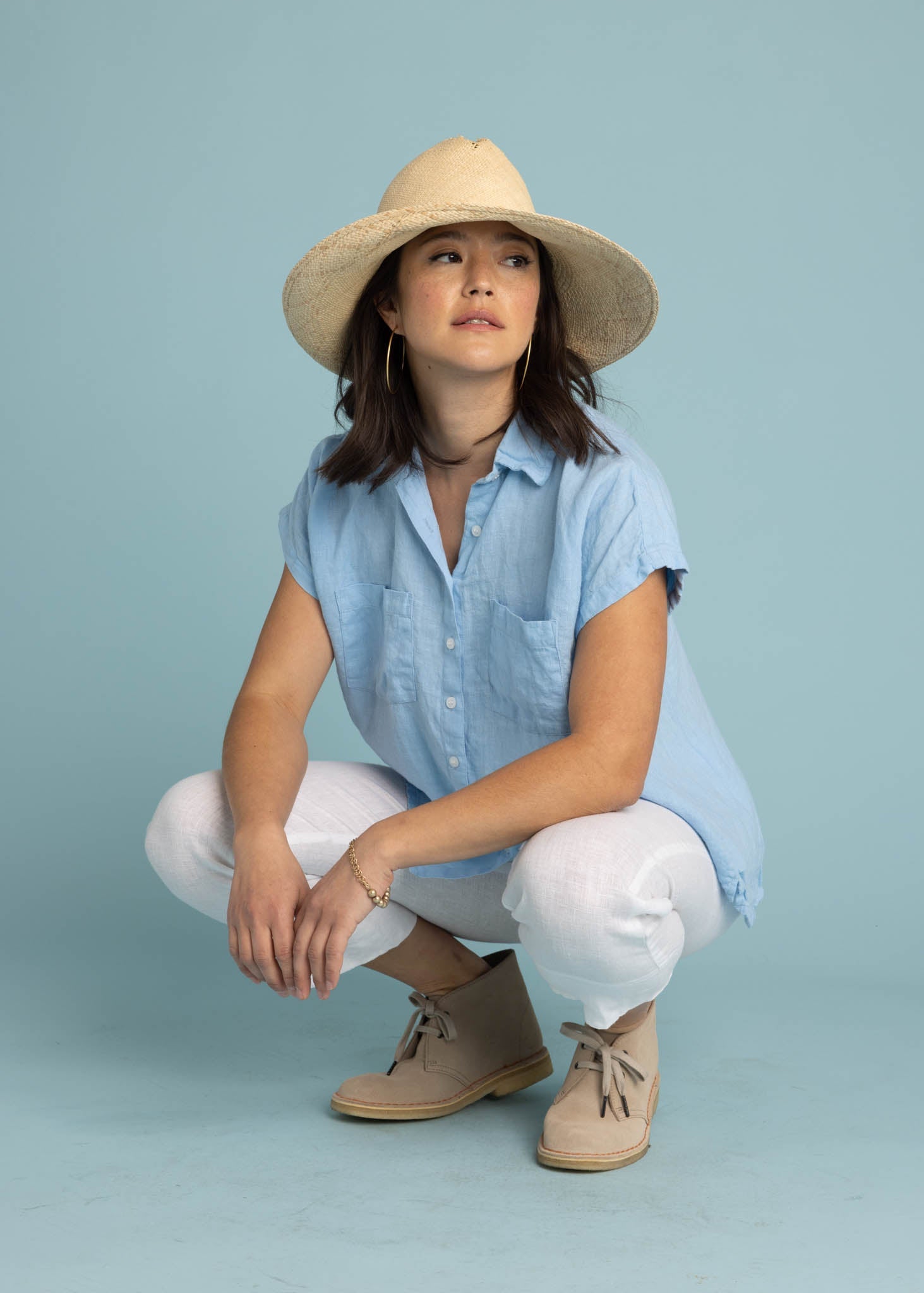 Good Boyfriend Linen Short Sleeve Shirt - Sky