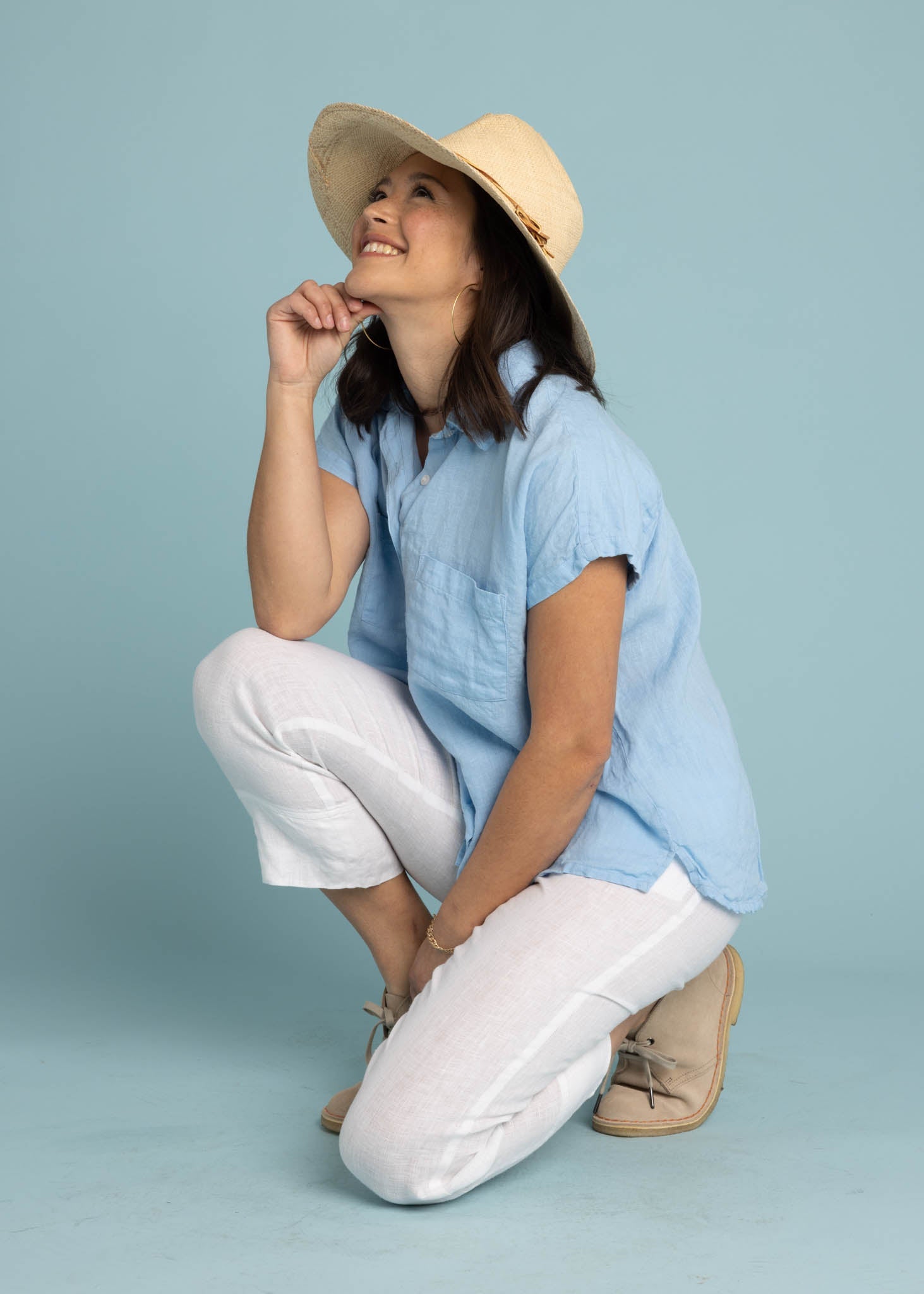 Good Boyfriend Linen Short Sleeve Shirt - Sky