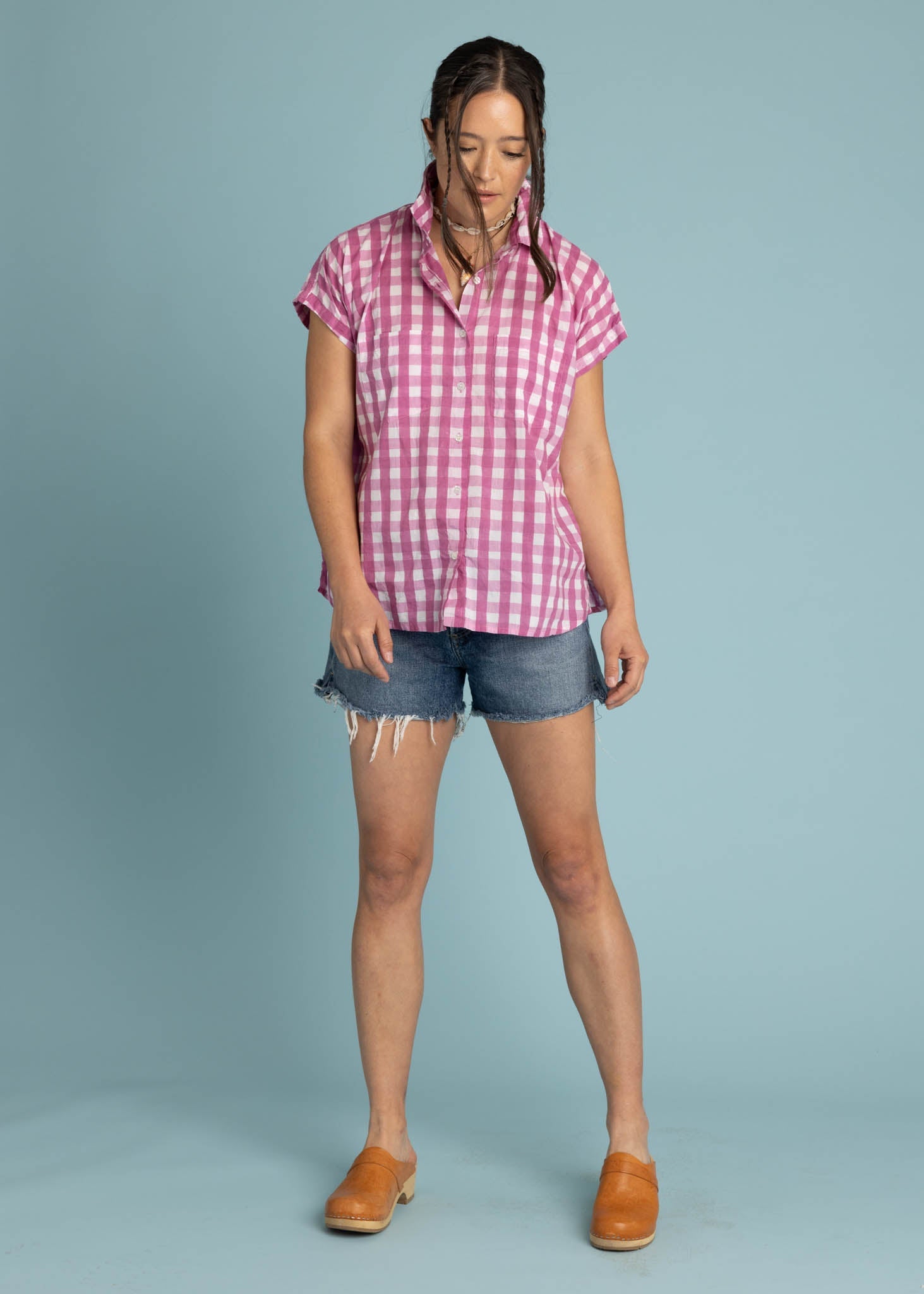 Good Boyfriend Short Sleeve Shirt Gingham Picnic - Dahlia