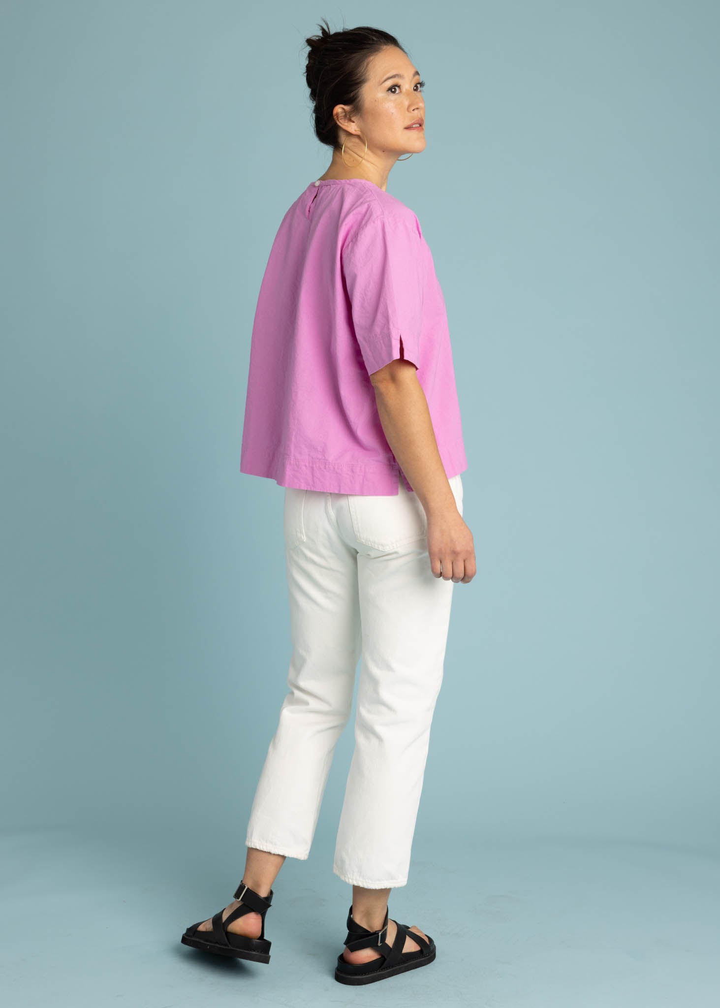 Mare Boxy Cropped Shirt - Linen Dahlia