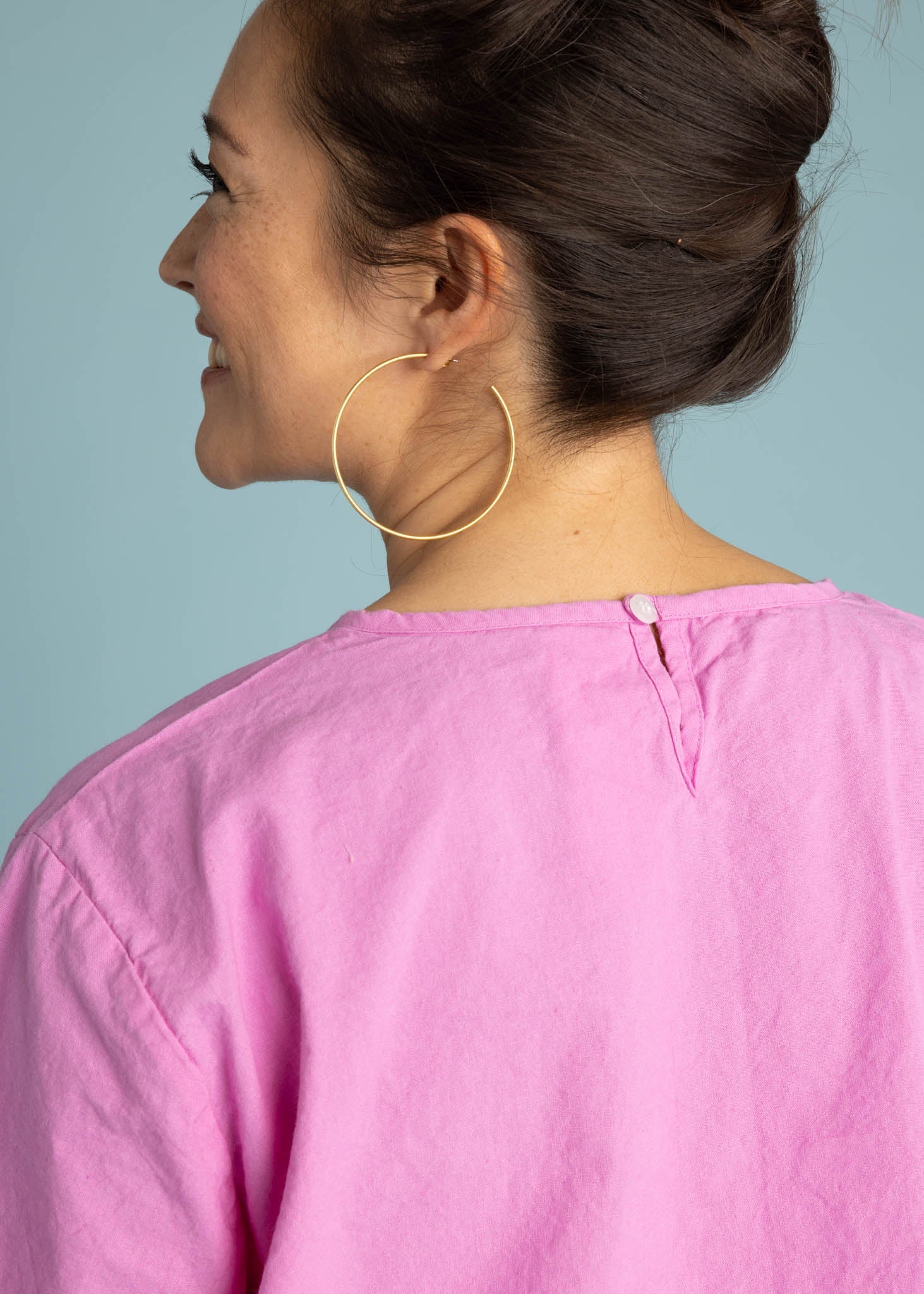 Mare Boxy Cropped Shirt - Linen Dahlia