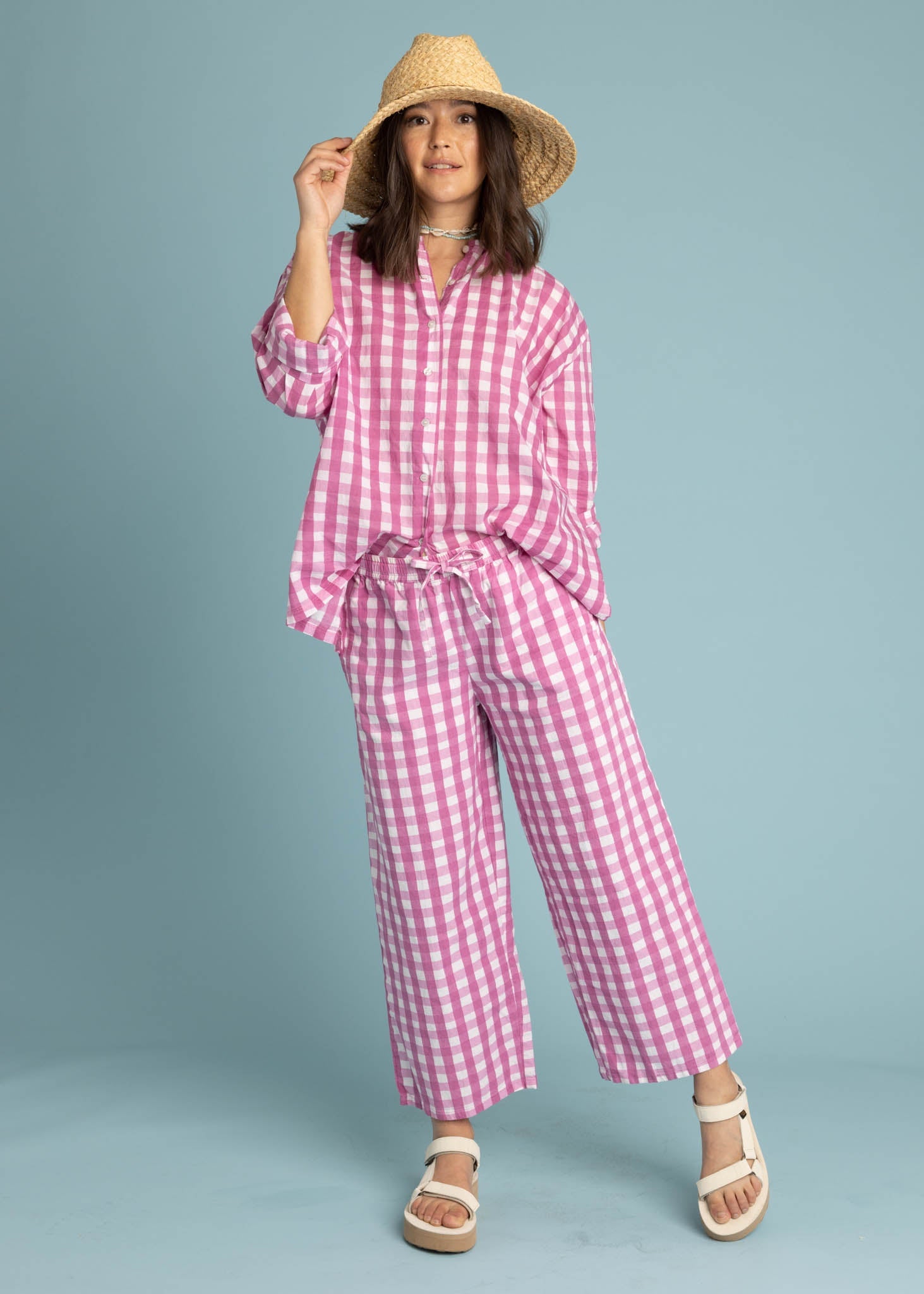 Shore Pant - Gingham Picnic Dahlia