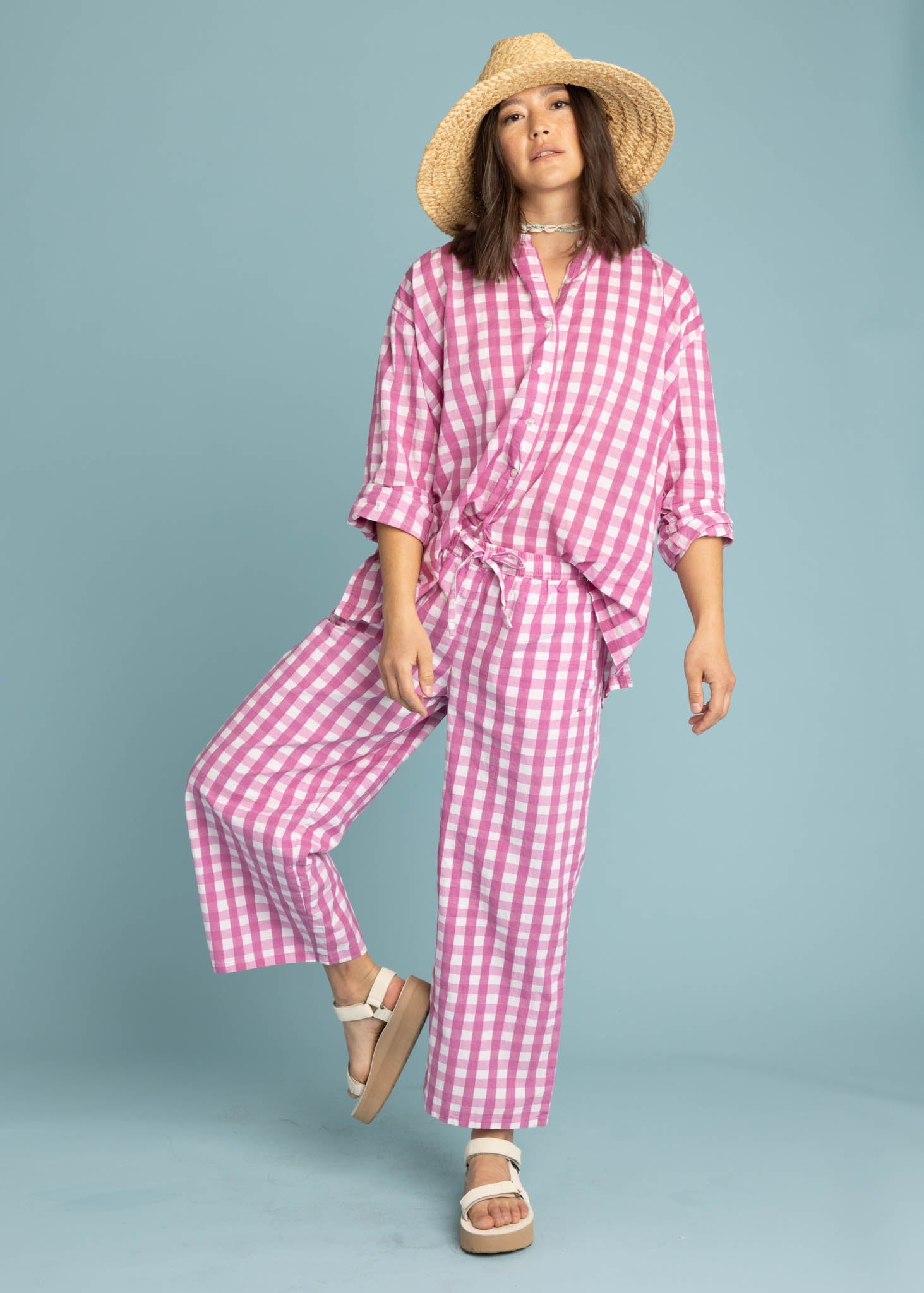 Shore Pant - Gingham Picnic Dahlia