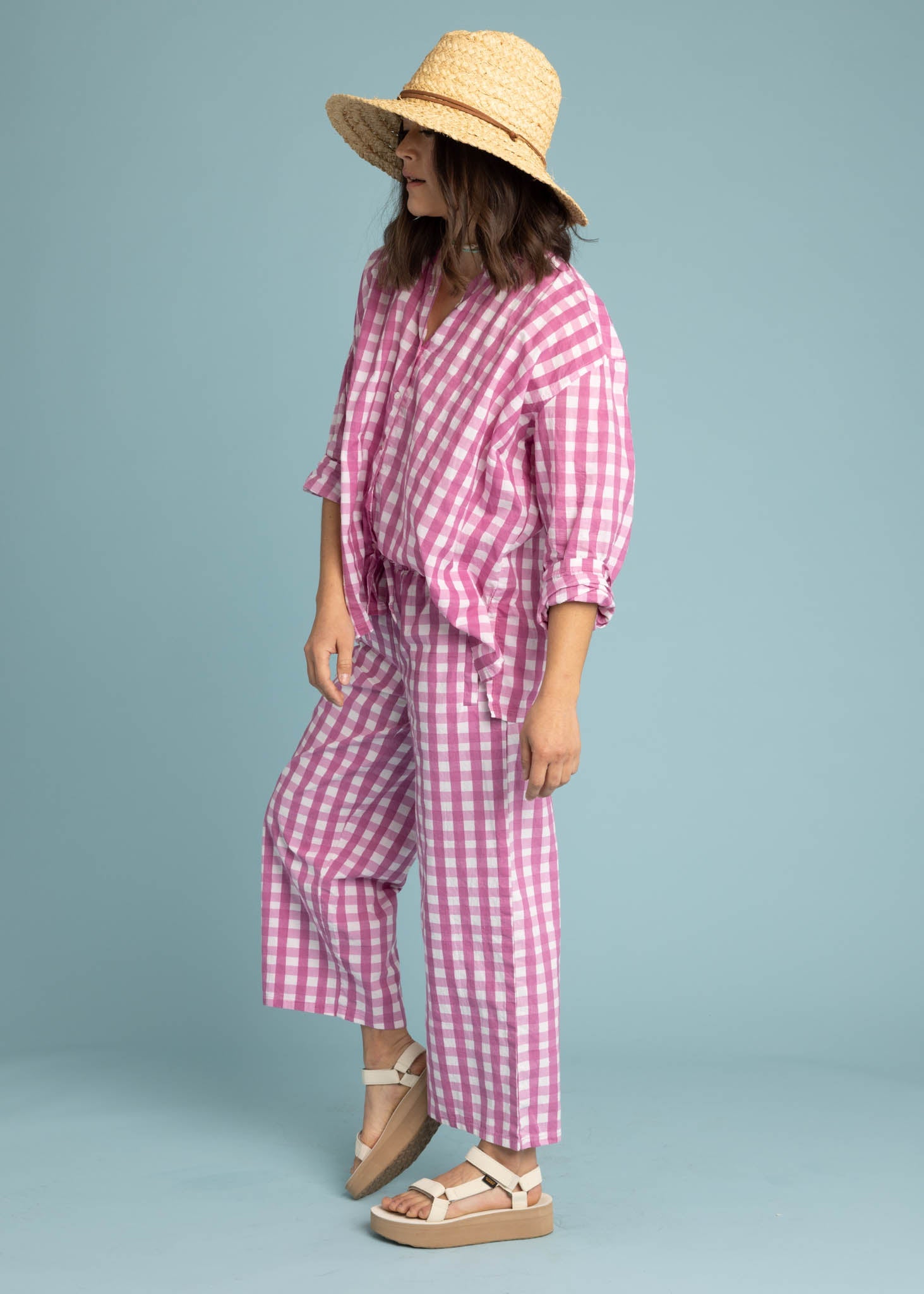 Shore Pant - Gingham Picnic Dahlia