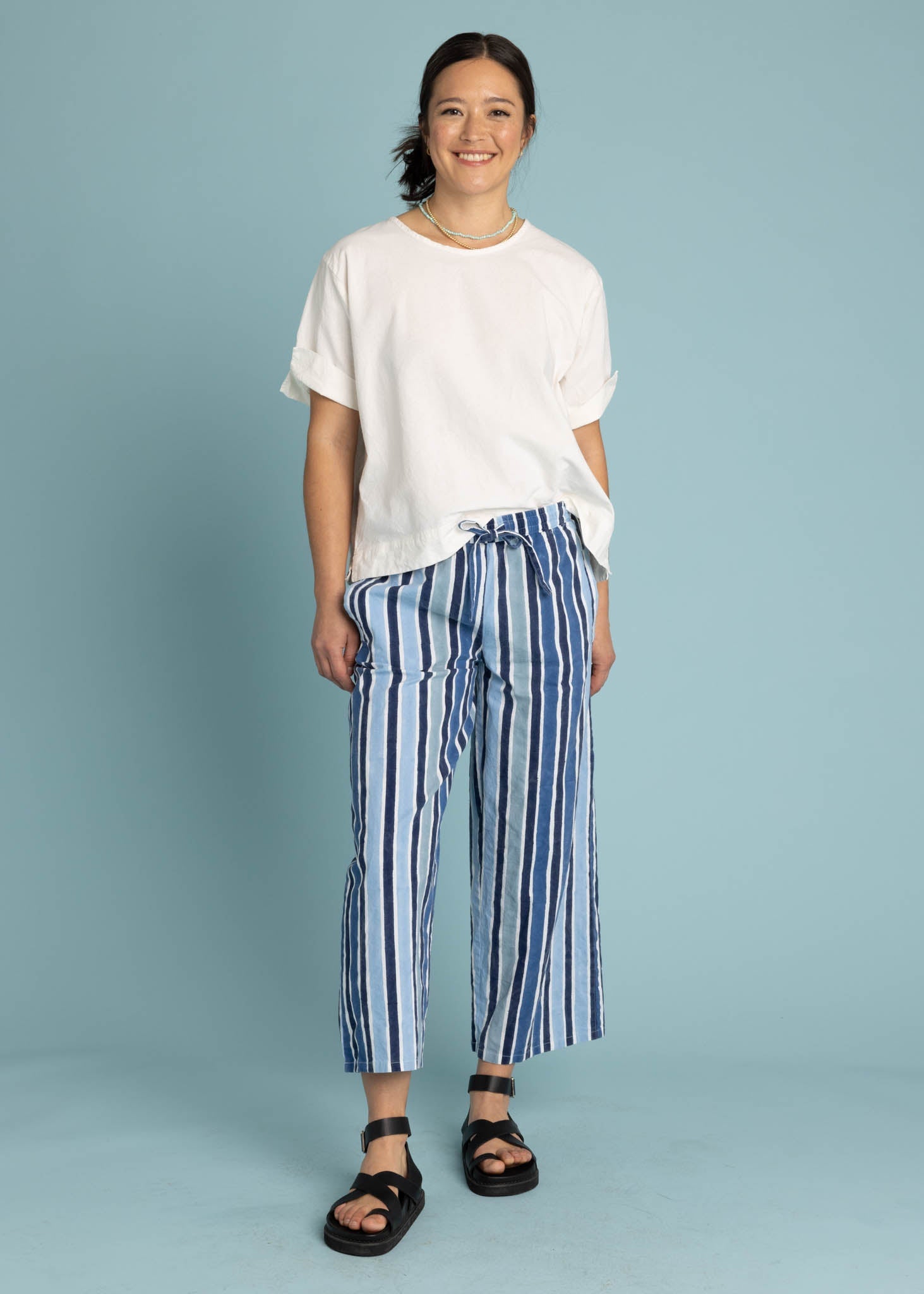 Shore Pant - Wallpaper Stripe Coastal Blue