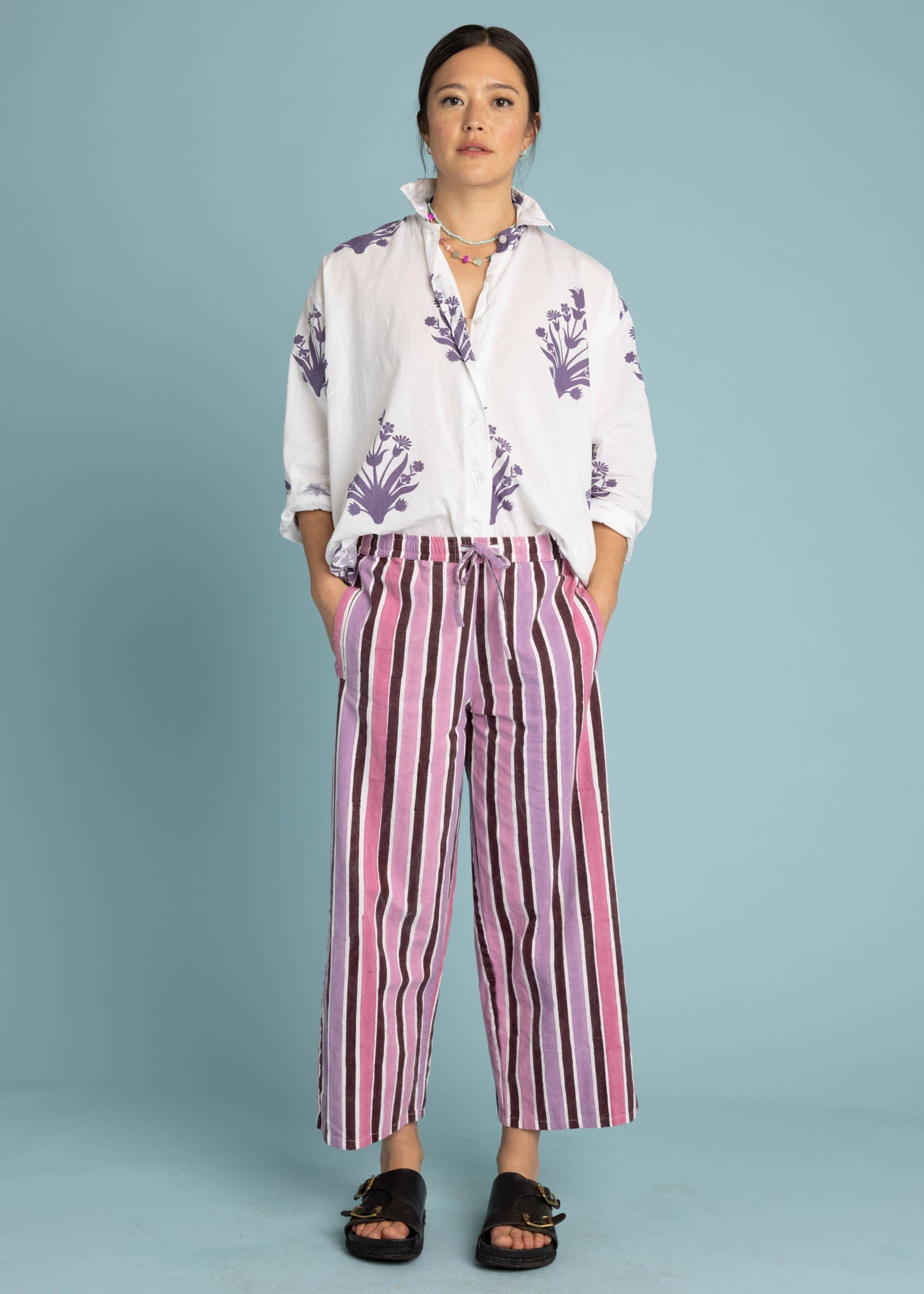 Shore Pant - Wallpaper Stripe Dahlia