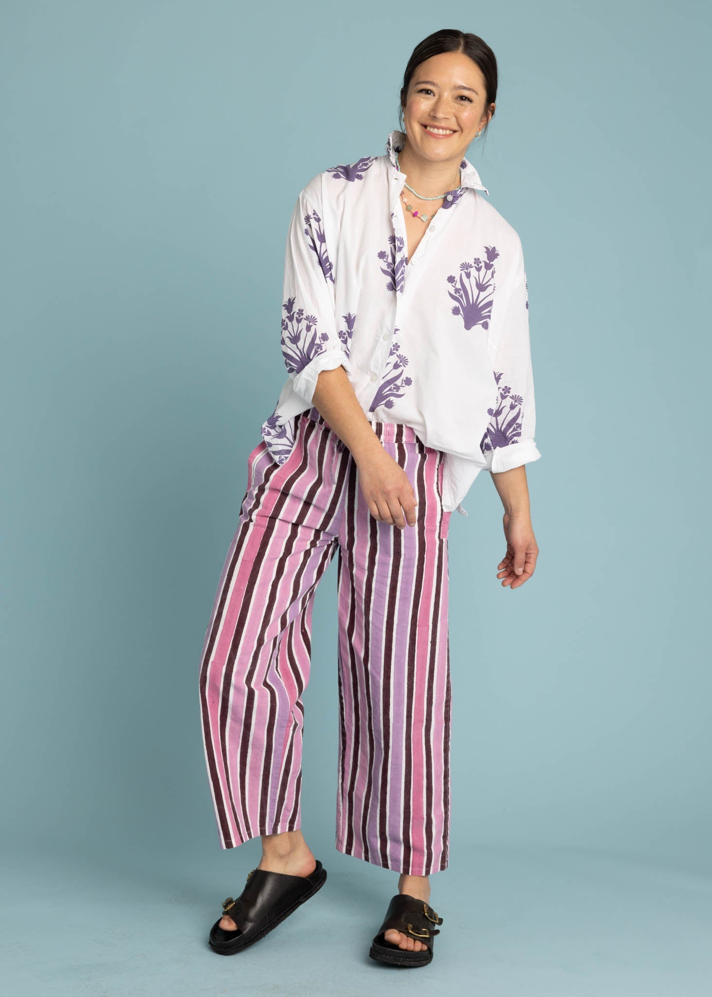 Shore Pant - Wallpaper Stripe Dahlia