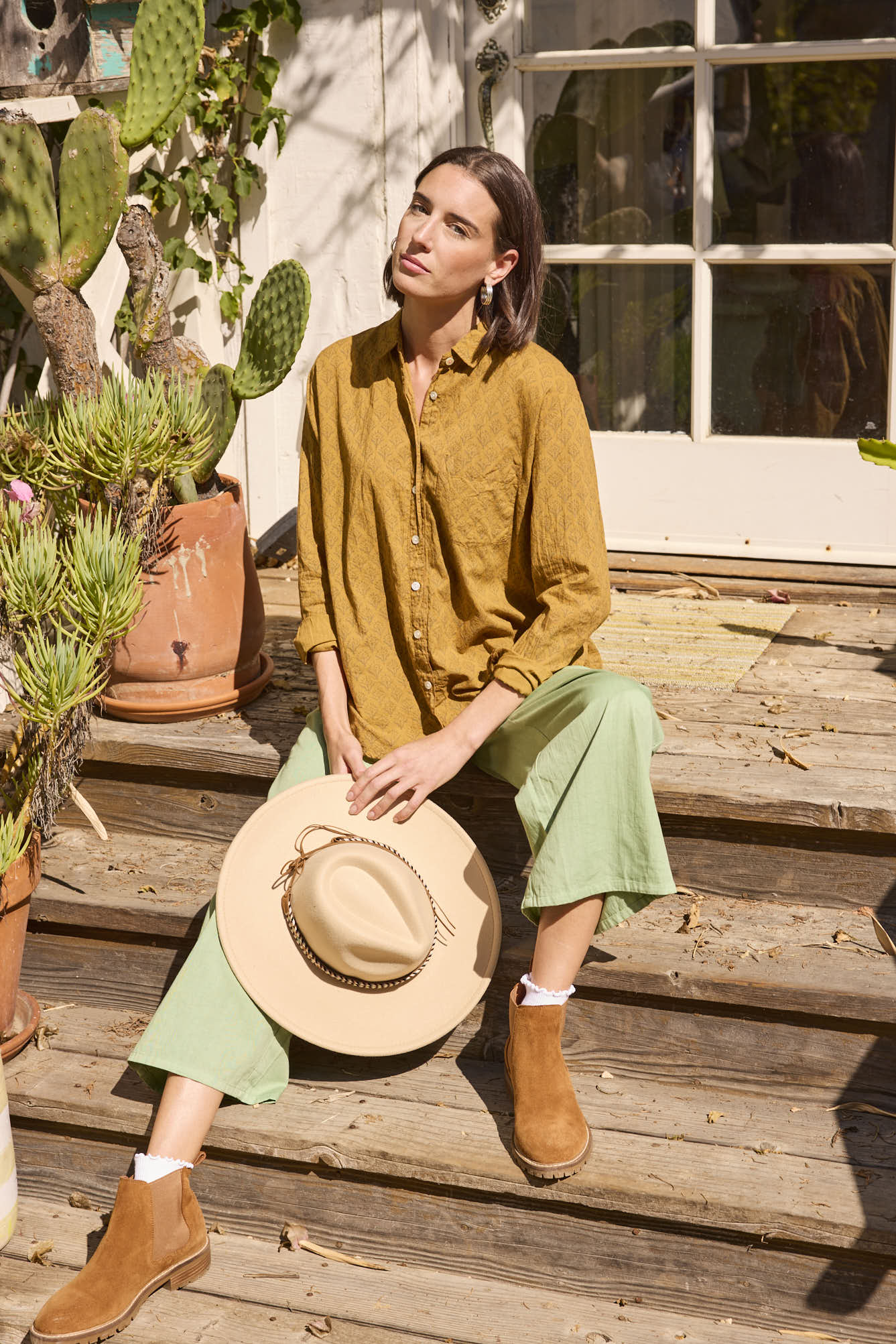 Good Boyfriend Shirt - Sunflower Overdye Honeycomb
