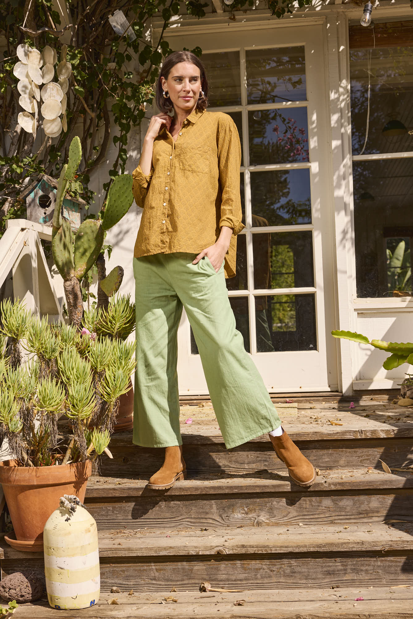 Good Boyfriend Shirt - Sunflower Overdye Honeycomb