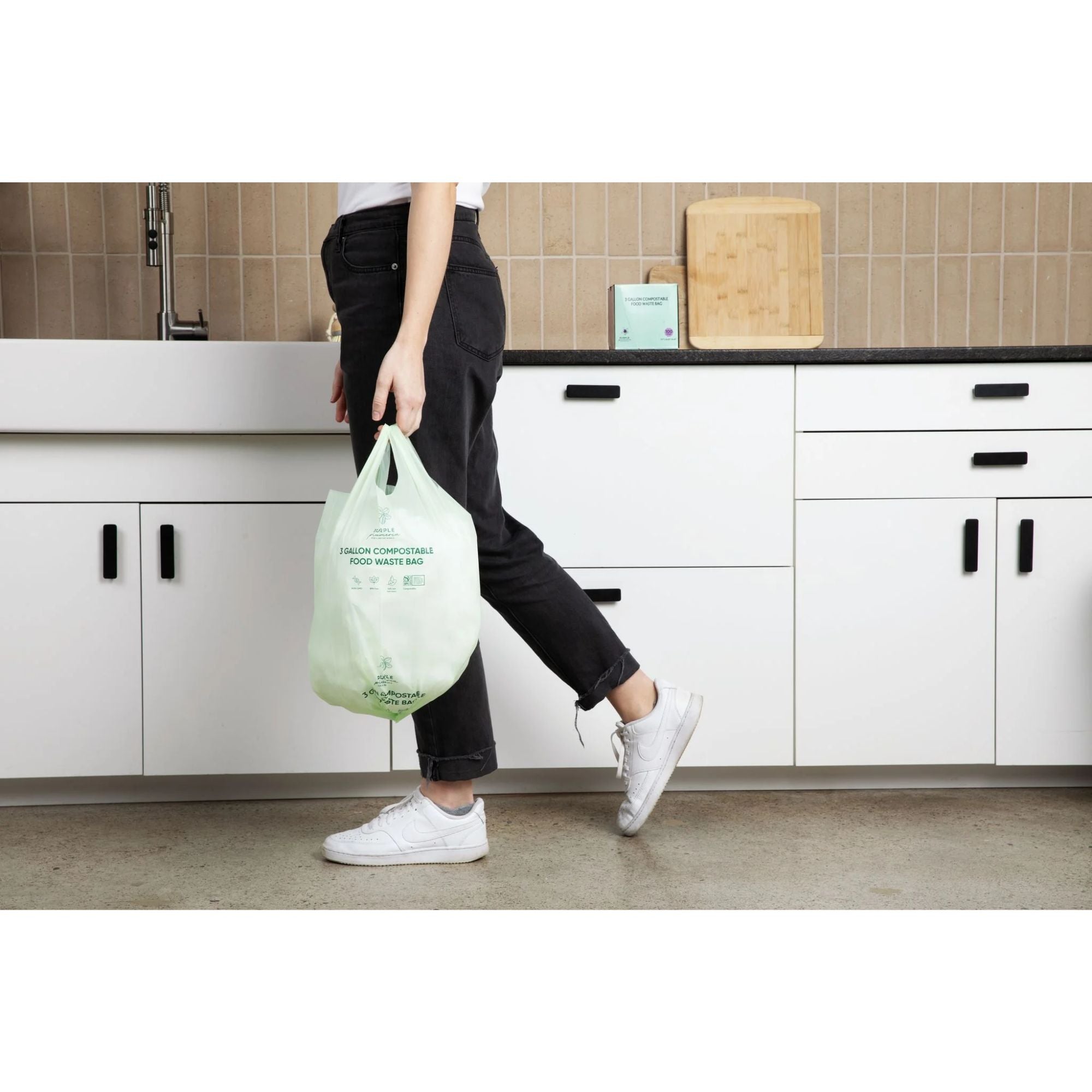 Compostable Kitchen Garbage Bags – 13 Gallon & 3 Gallon Sizes. Durable & Leak Proof