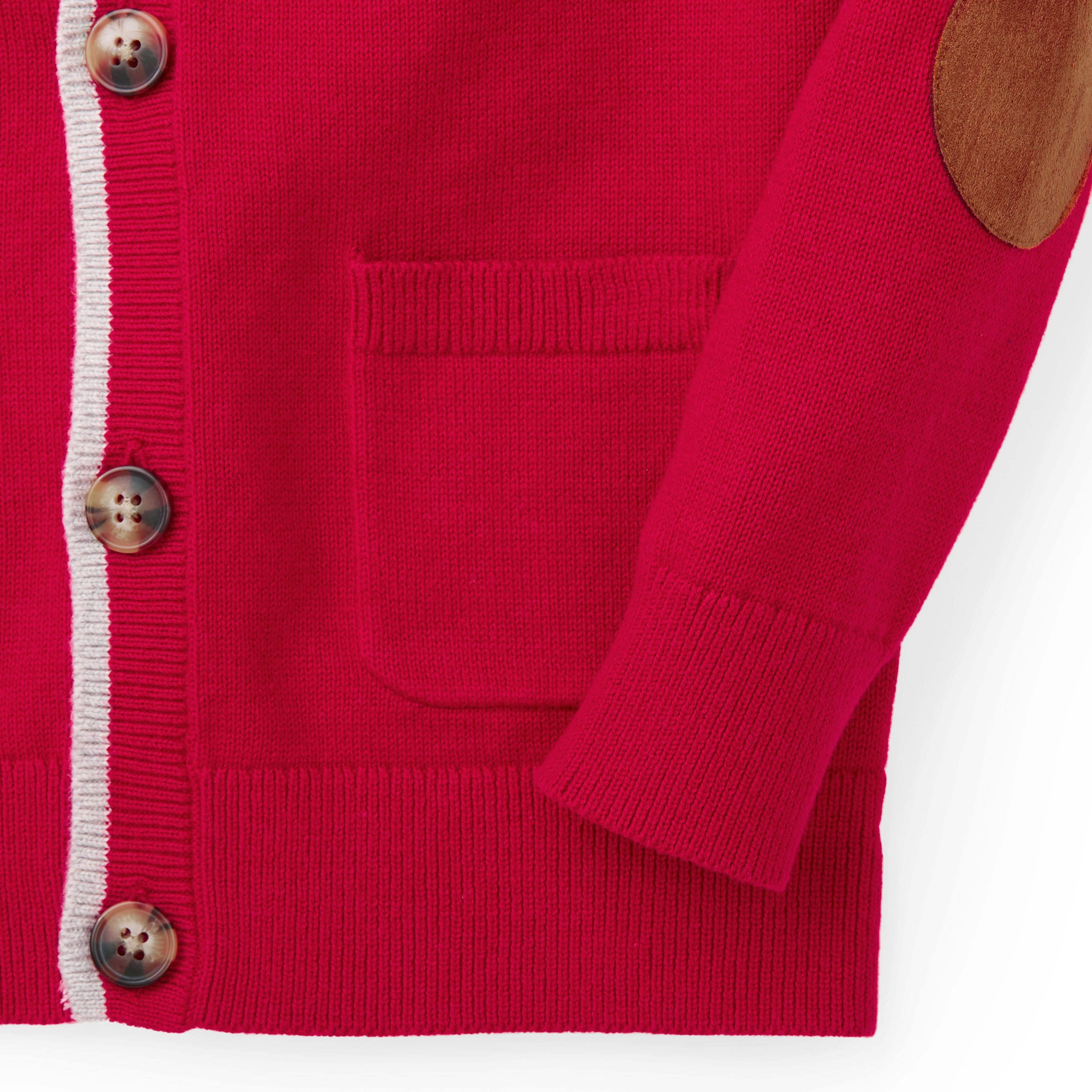 Tipped Organic Cardigan with Elbow Patches - Baby