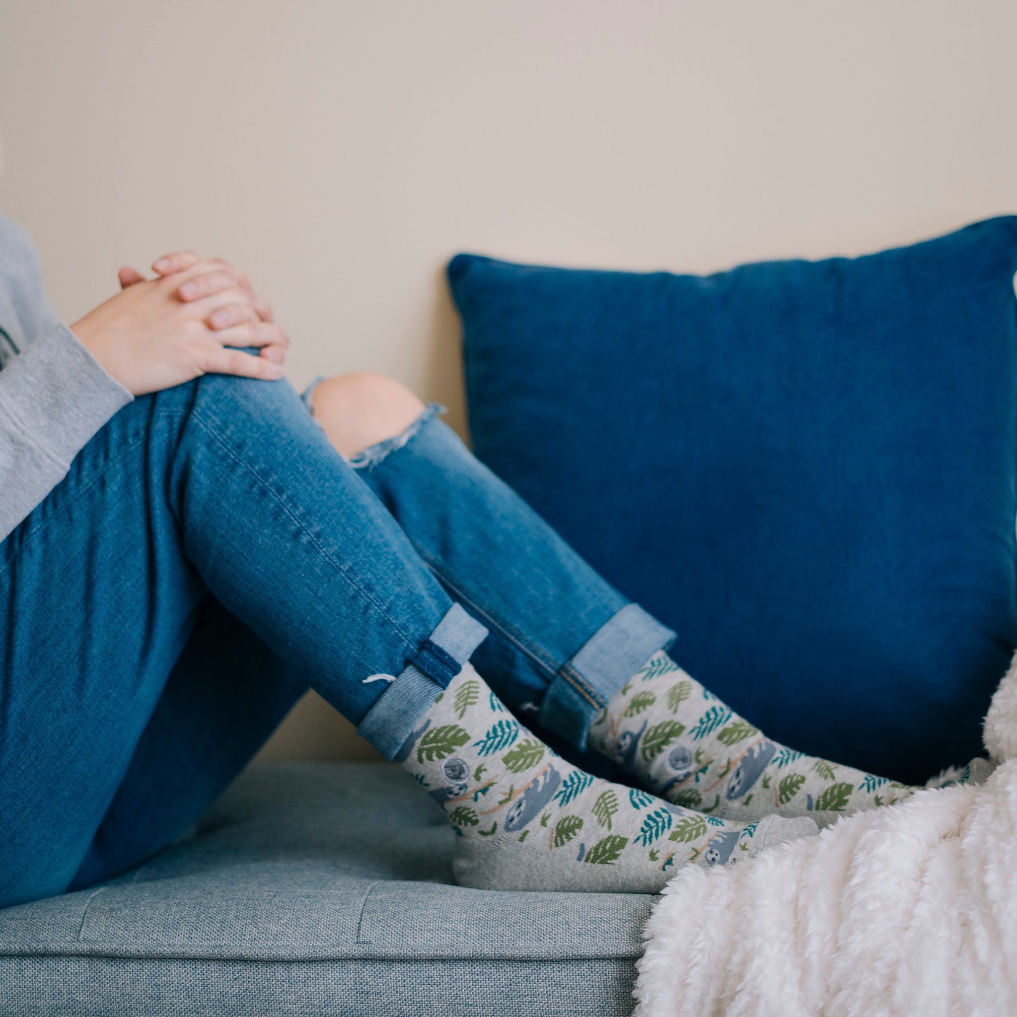 Socks that Protect Sloths, pair — Conscious Step organic cotton