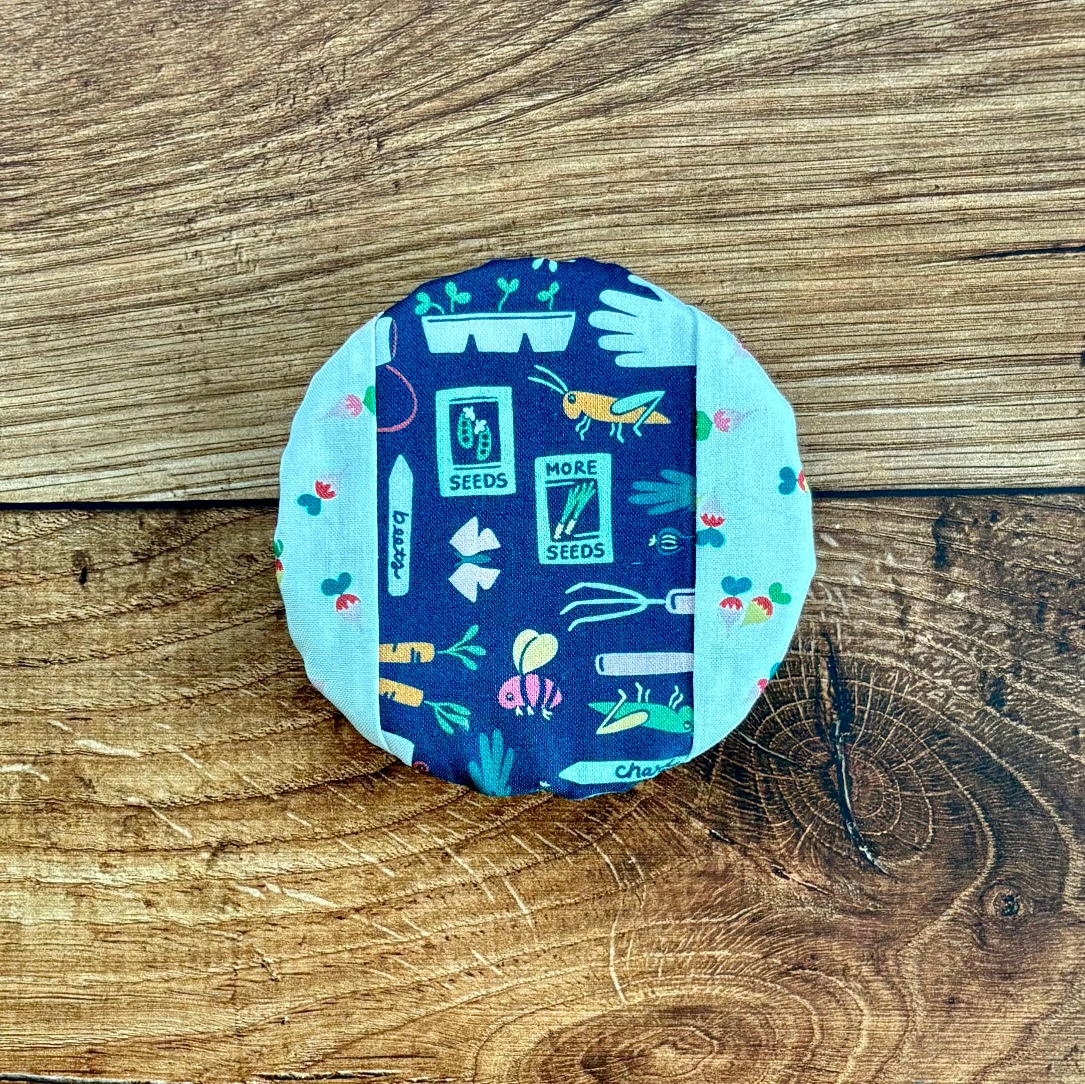 Cotton jar cover on a jar — reusable, plastic-free, Five Oaks Farm