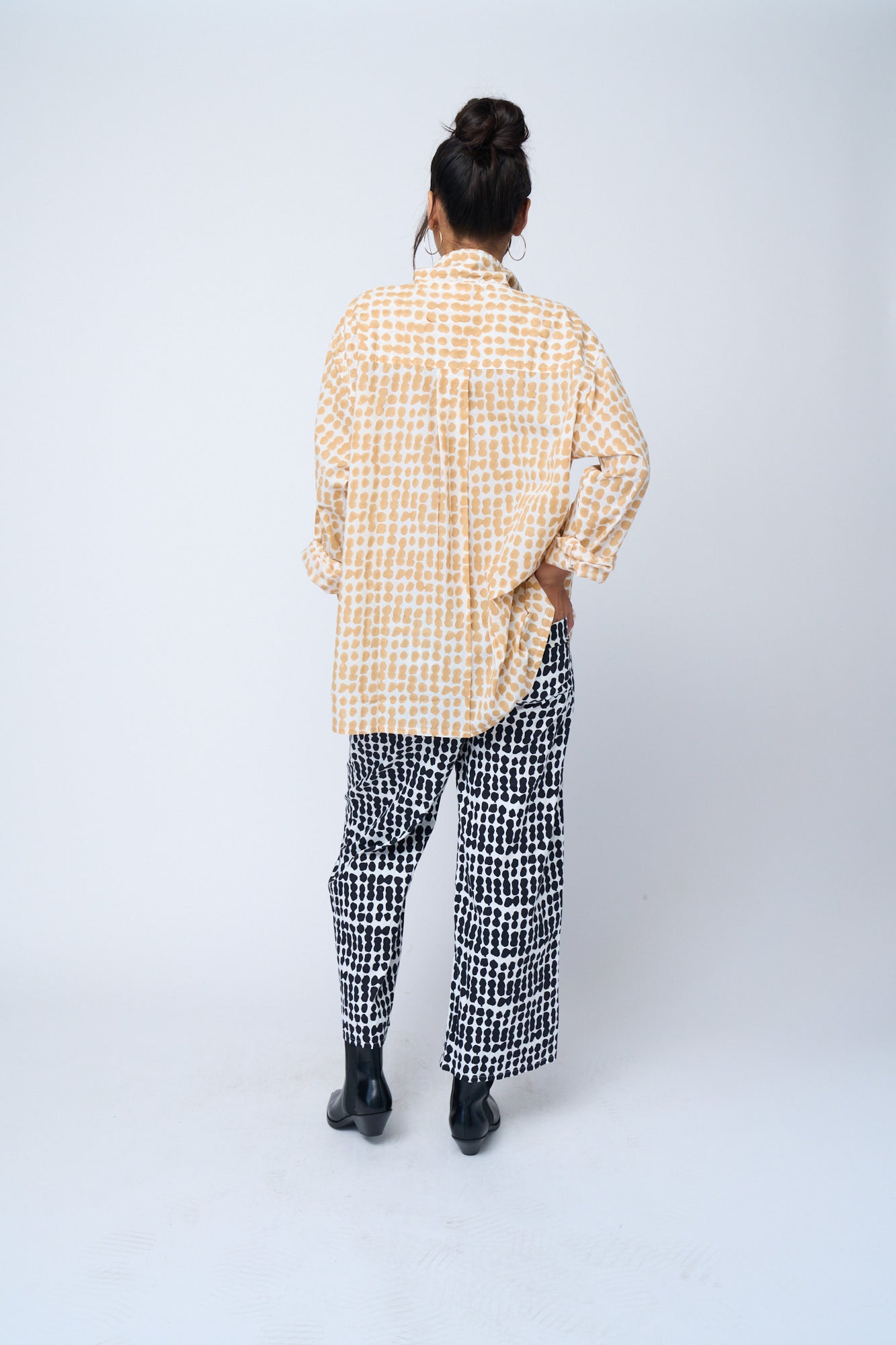 Relaxed Boyfriend Shirt Messy Dot - Baked Clay