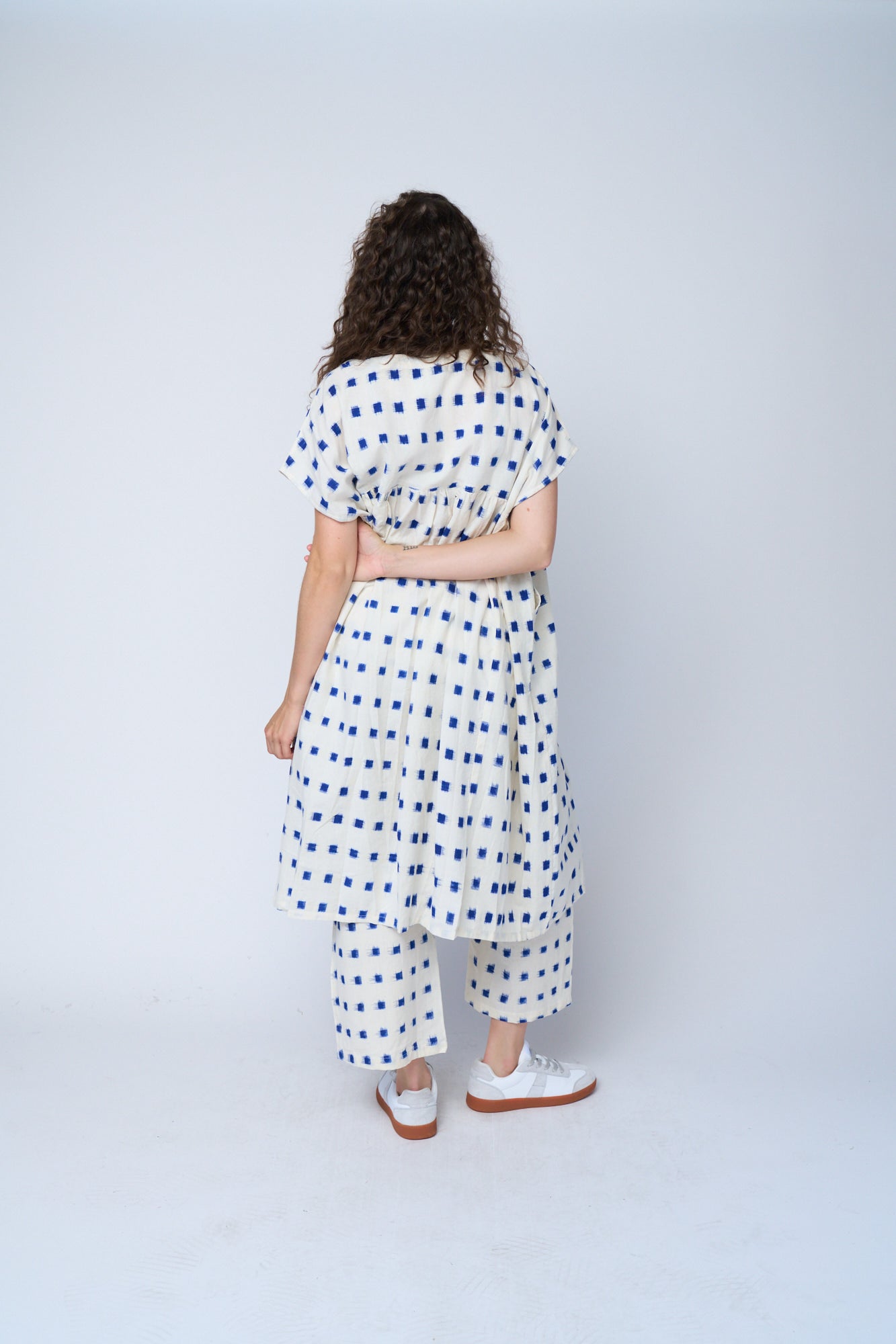Meadow Dress - Ikat Squares Cobalt