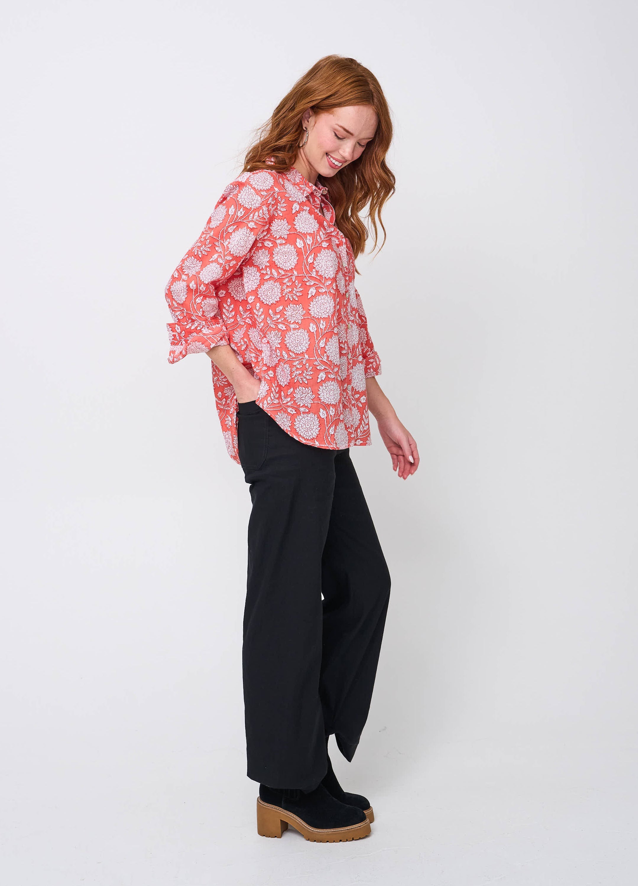 Good Boyfriend Shirt - Hydrangea Beauty Papaya