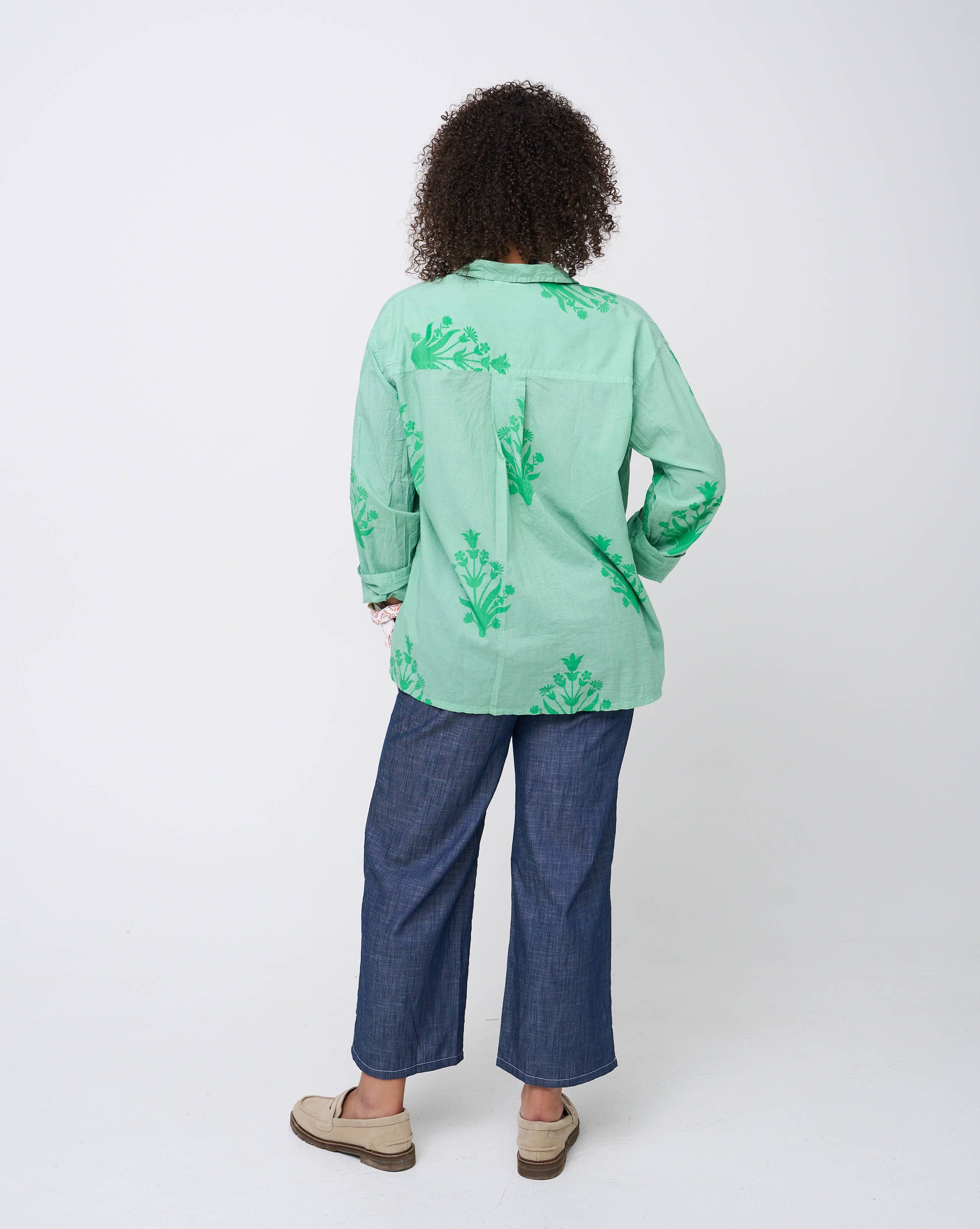 Relaxed Boyfriend Shirt - Cameo Floral Overdye Watercress