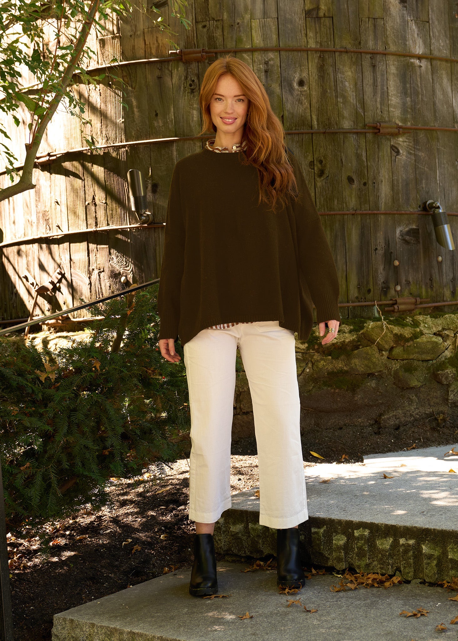 Nantucket Boxy Recycled Cashmere Sweater - Chocolate