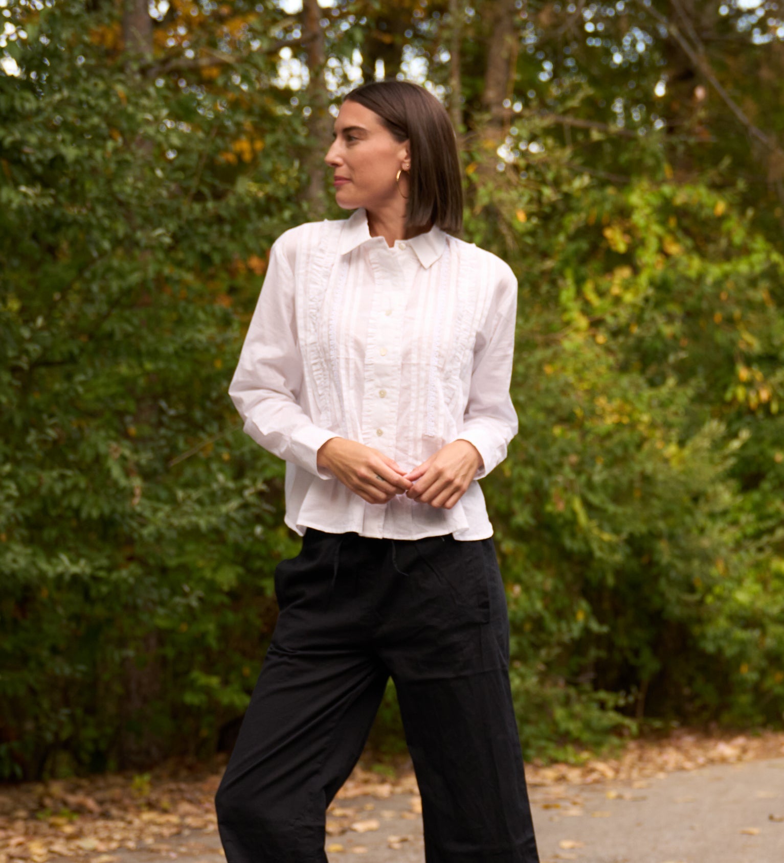 Good Girlfriend Shirt with Tux Trim White
