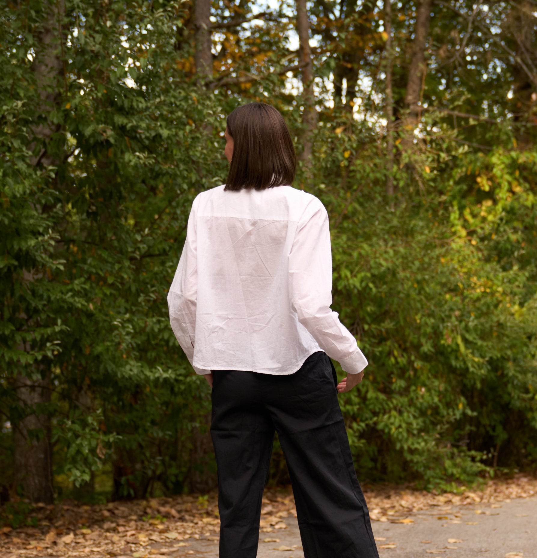 Good Girlfriend Shirt with Tux Trim White