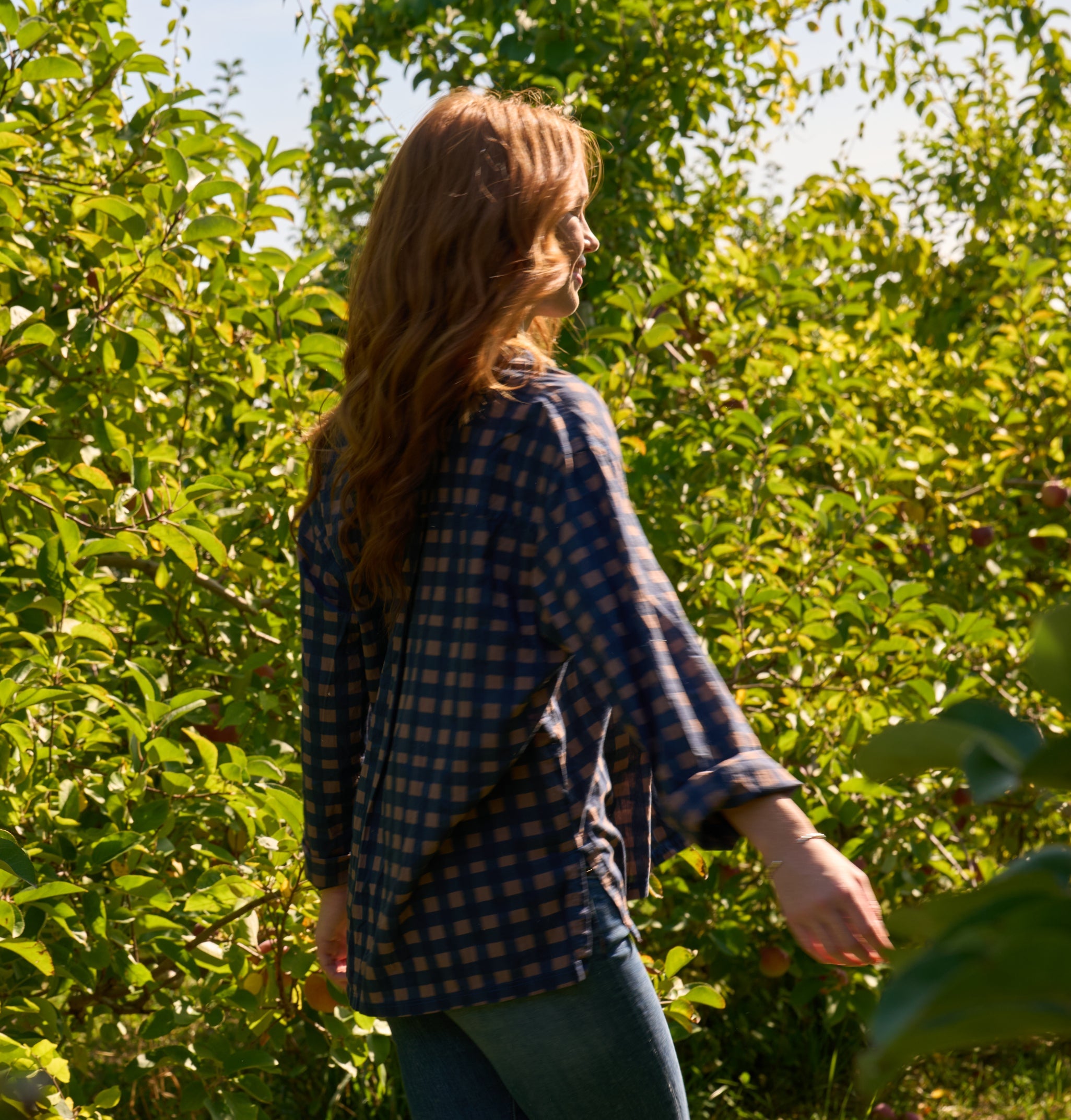 Relaxed Boyfriend Shirt - Gingham Picnic Overdye Milk Chocolate