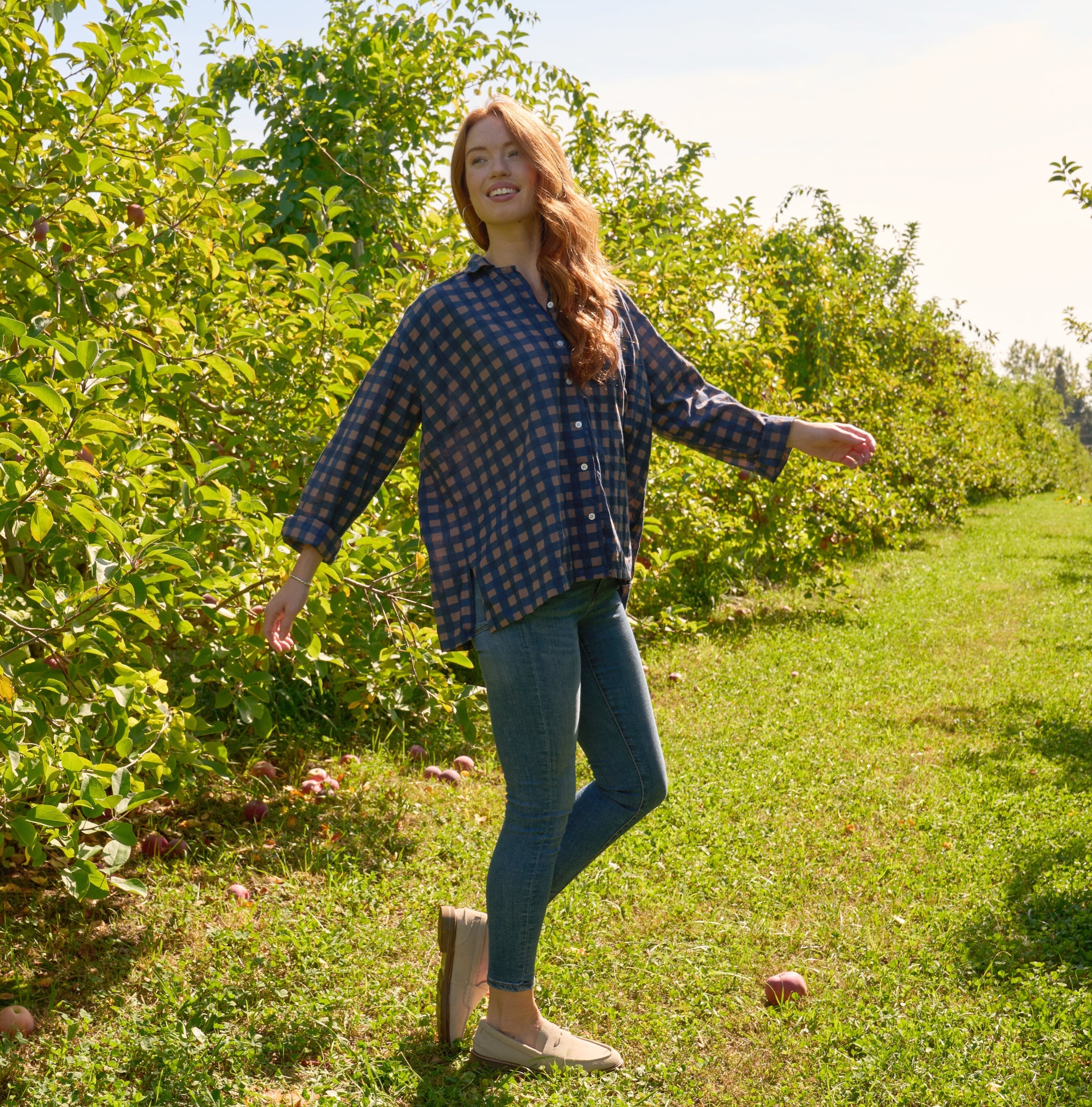 Relaxed Boyfriend Shirt - Gingham Picnic Overdye Milk Chocolate