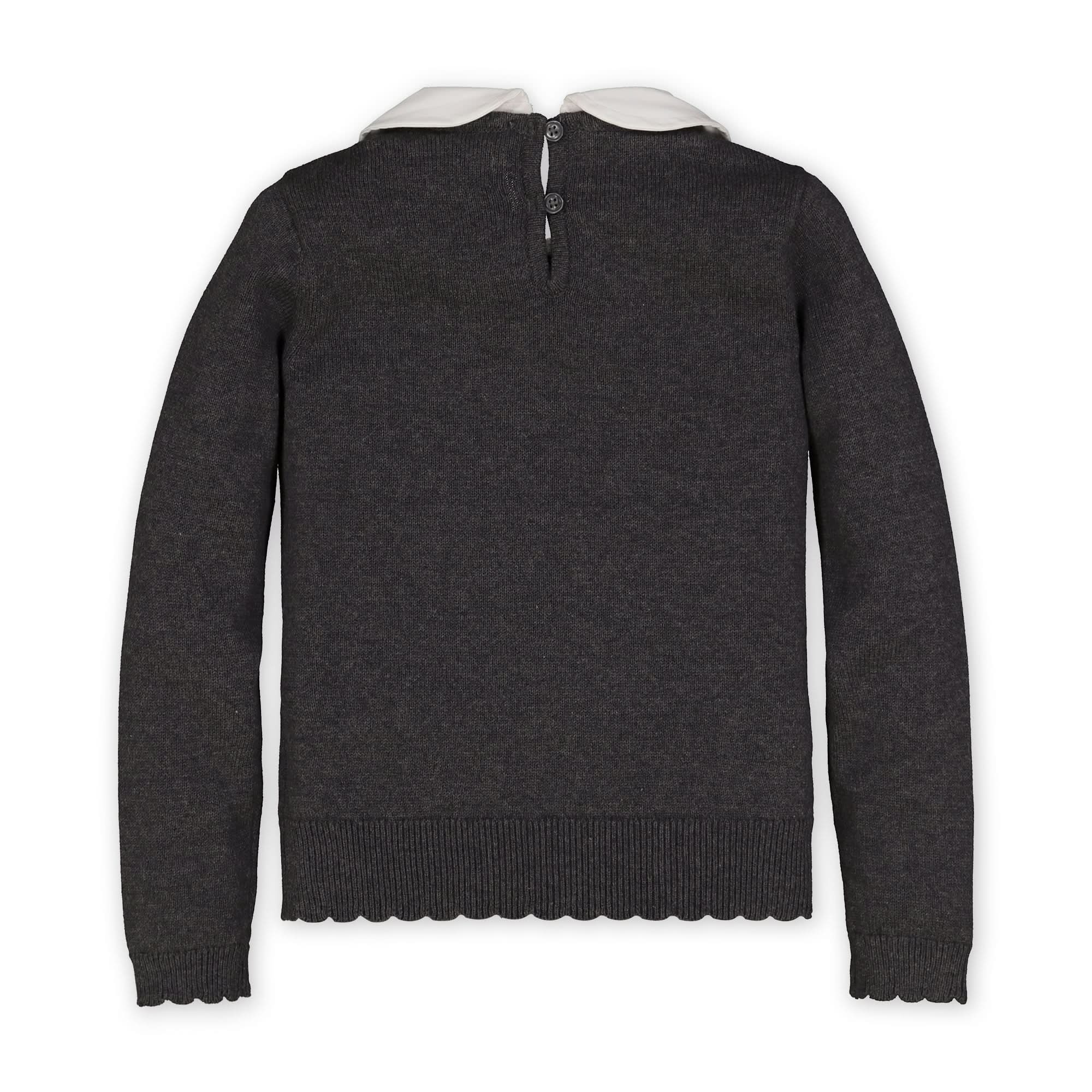 French Look Sweater with Collar and Bow