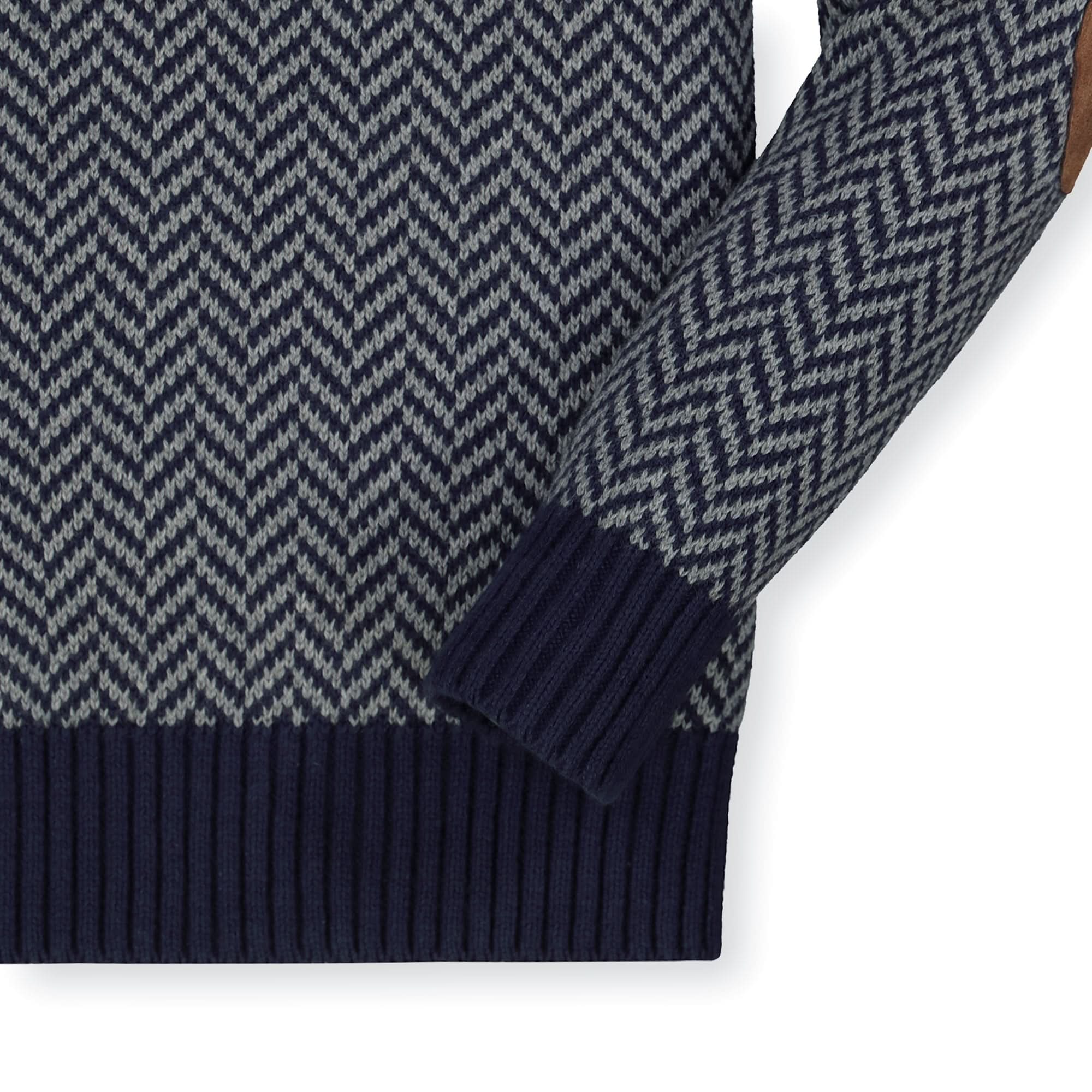 Organic Crewneck Pullover Sweater with Elbow Patches