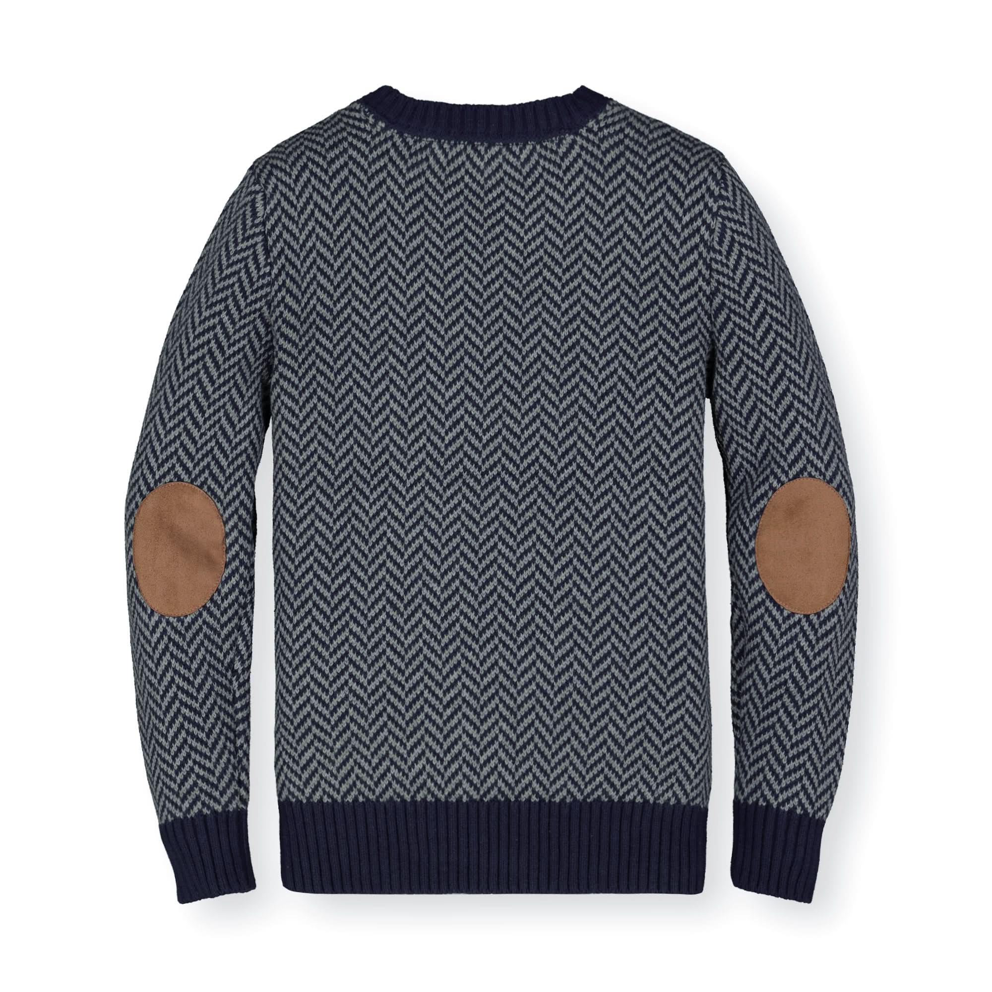 Organic Crewneck Pullover Sweater with Elbow Patches