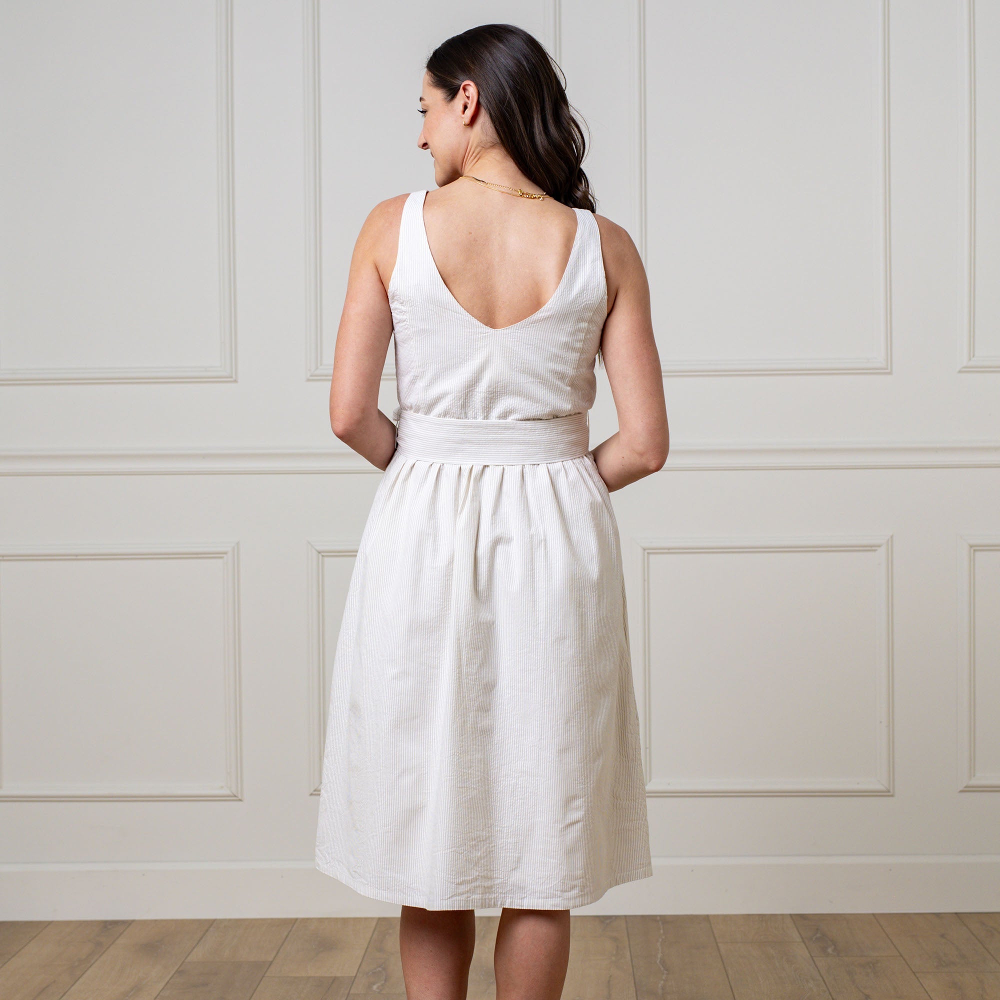 A-Line Organic Dress with Sash Taupe