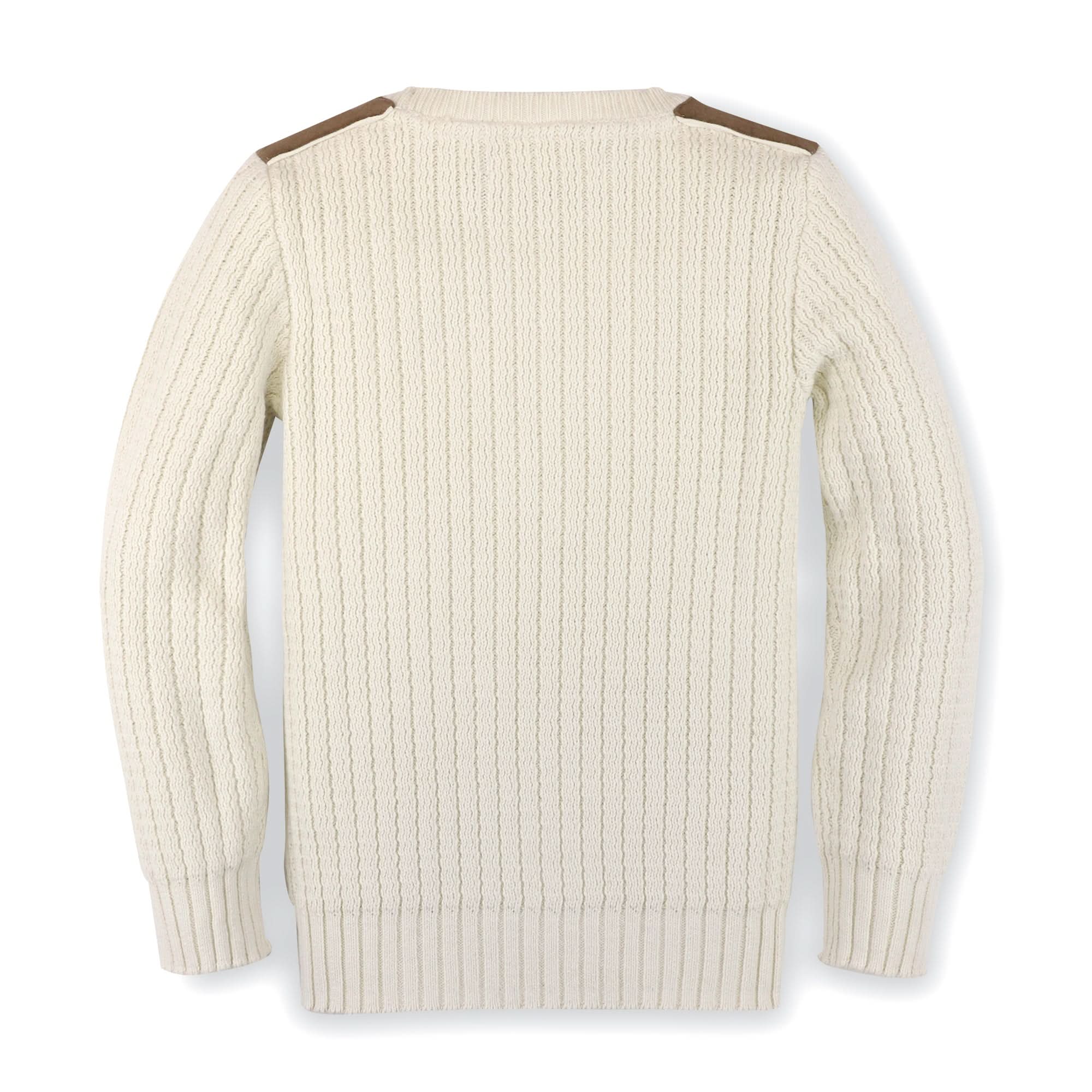 Crew Neck Pullover Sweater with Suede Detail