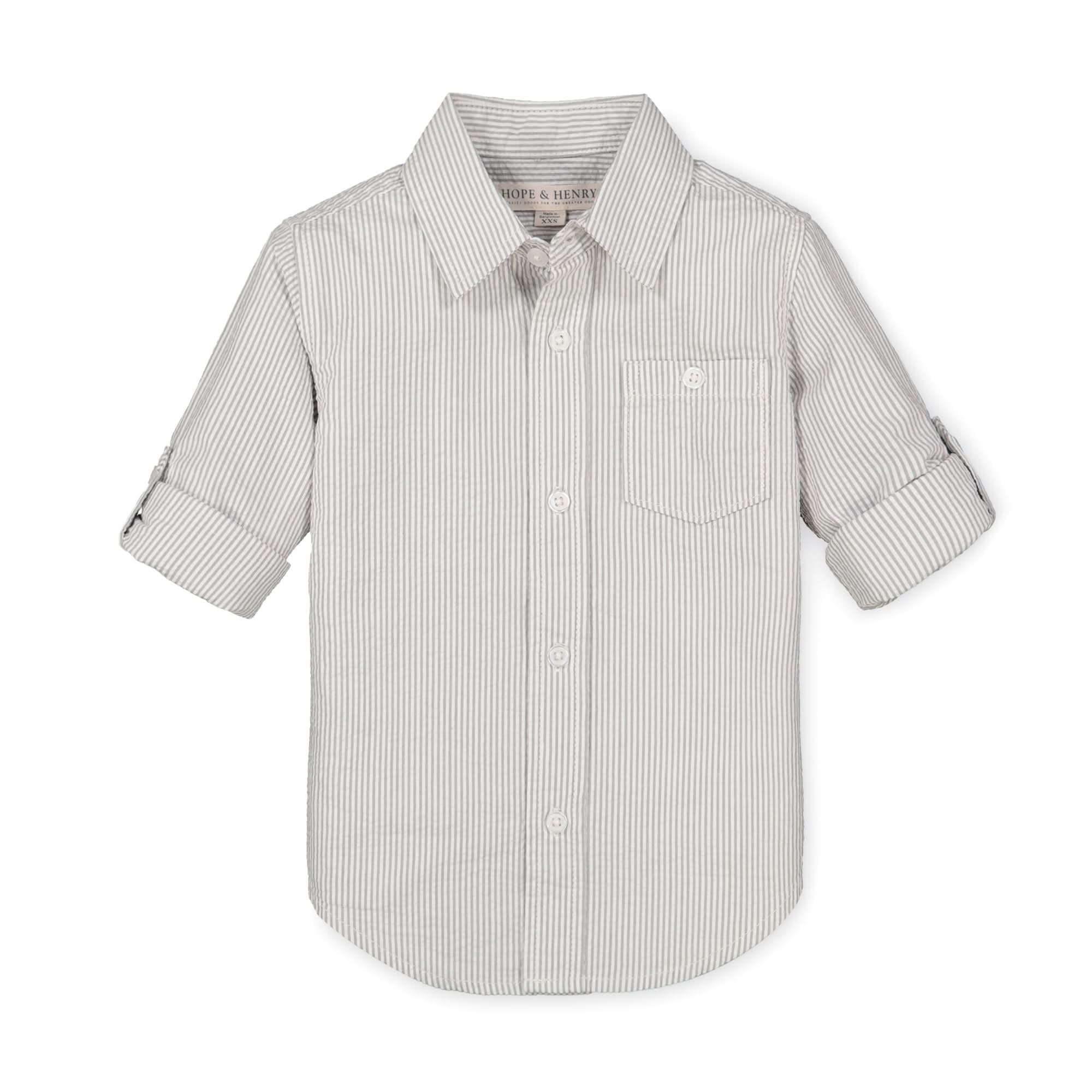 Seersucker Button Down Shirt Gray