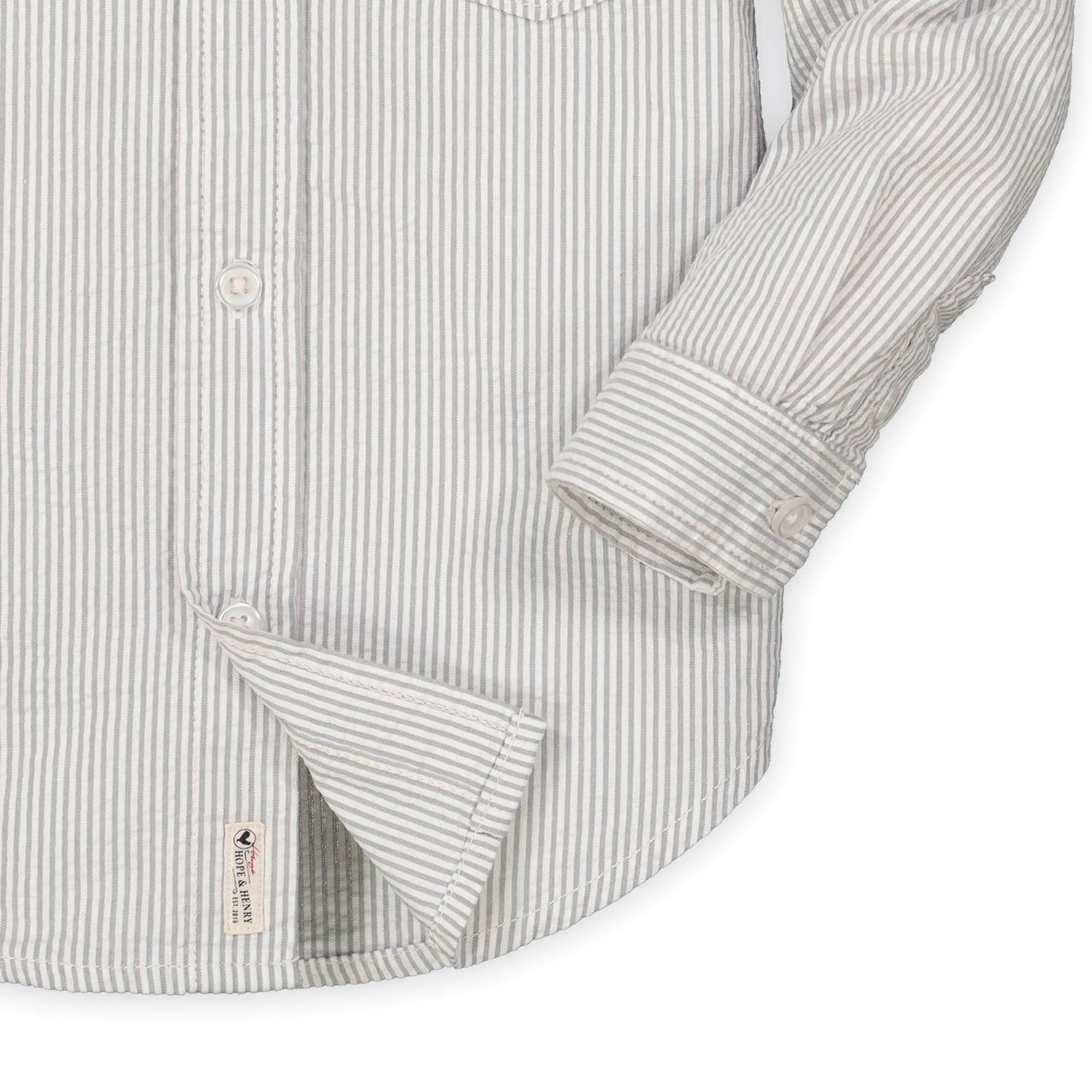 Seersucker Button Down Shirt Gray