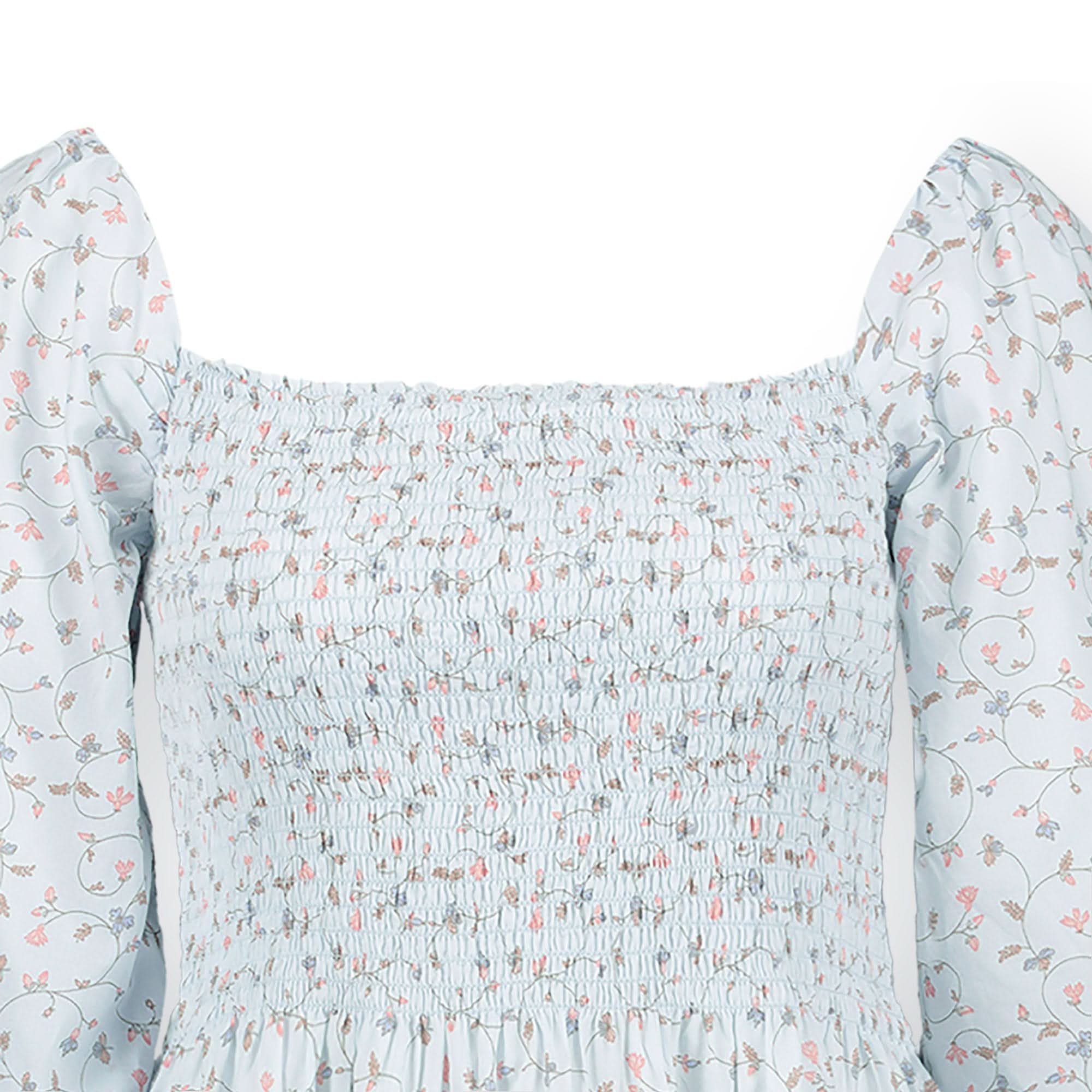 Smocked Bubble Sleeve Organic Dress